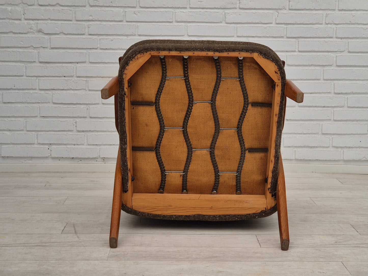 1960s, Danish armchair, furniture wool/cotton fabric, teak wood.