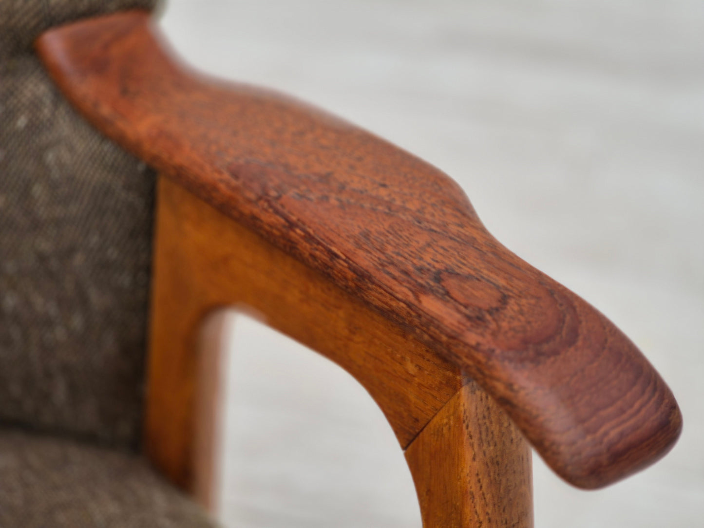 1960s, Danish armchair, furniture wool/cotton fabric, teak wood.