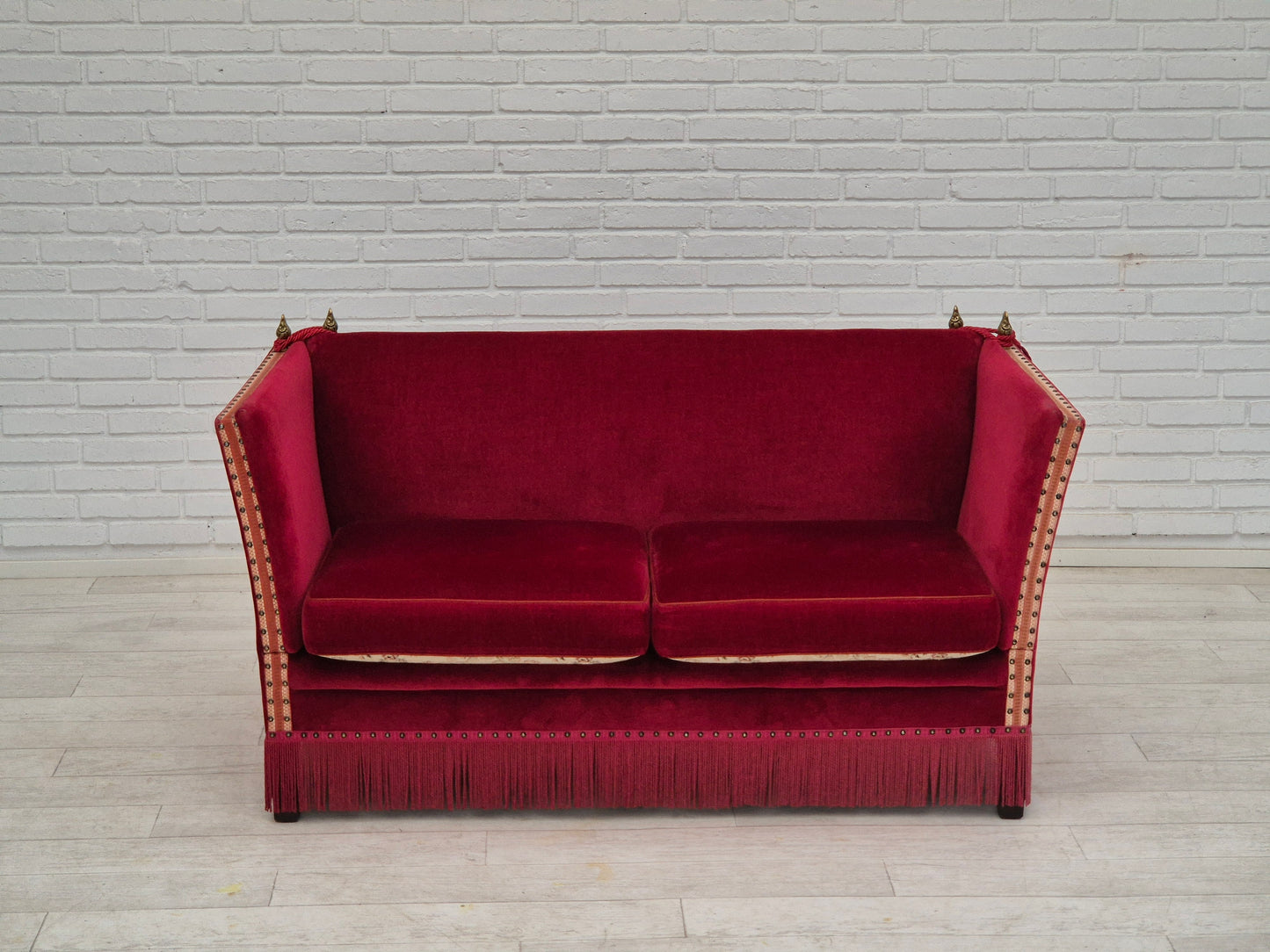 1970s, Danish 2 seater sofa, original condition, furniture velour, ash wood.