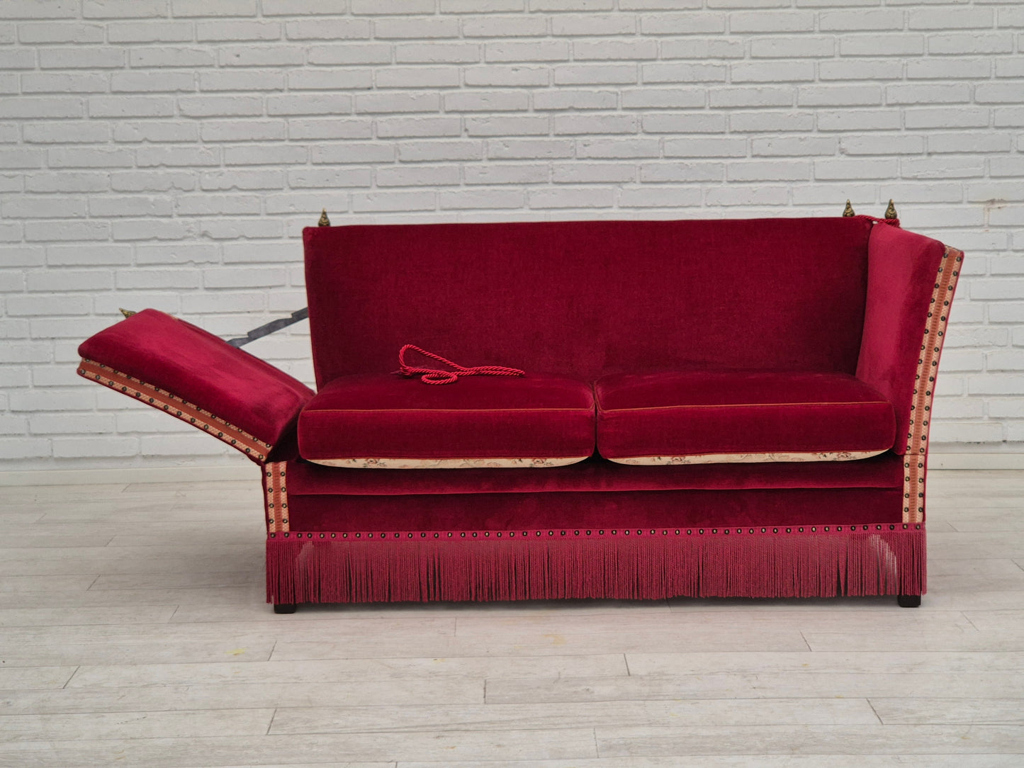 1970s, Danish 2 seater sofa, original condition, furniture velour, ash wood.