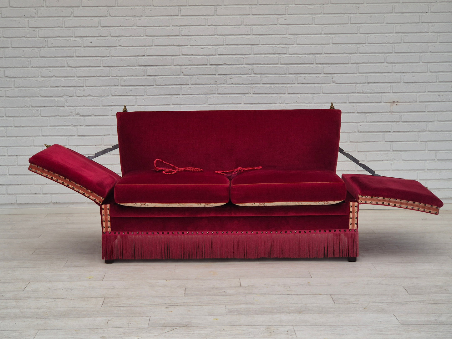 1970s, Danish 2 seater sofa, original condition, furniture velour, ash wood.