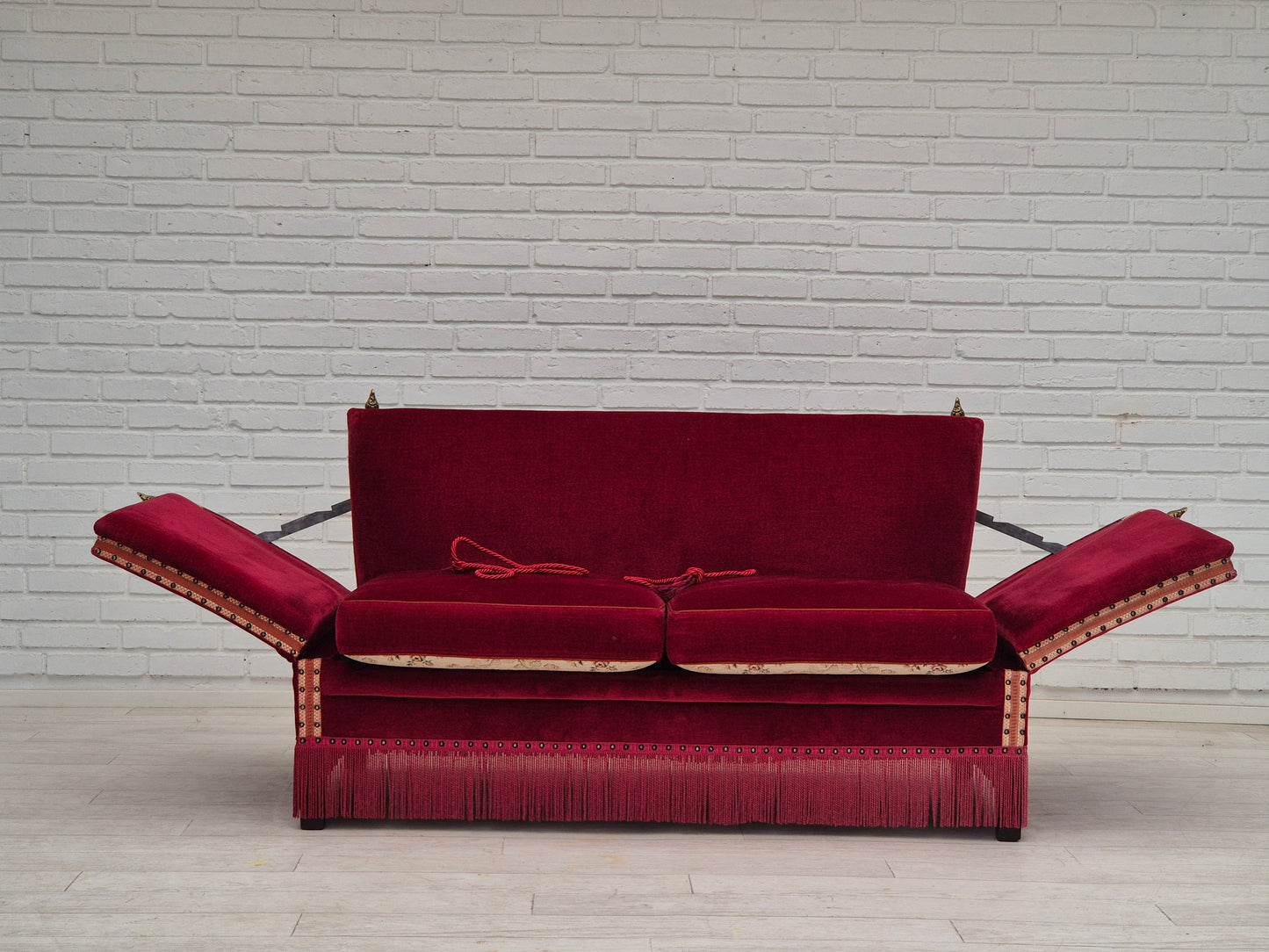 1970s, Danish 2 seater sofa, original condition, furniture velour, ash wood.