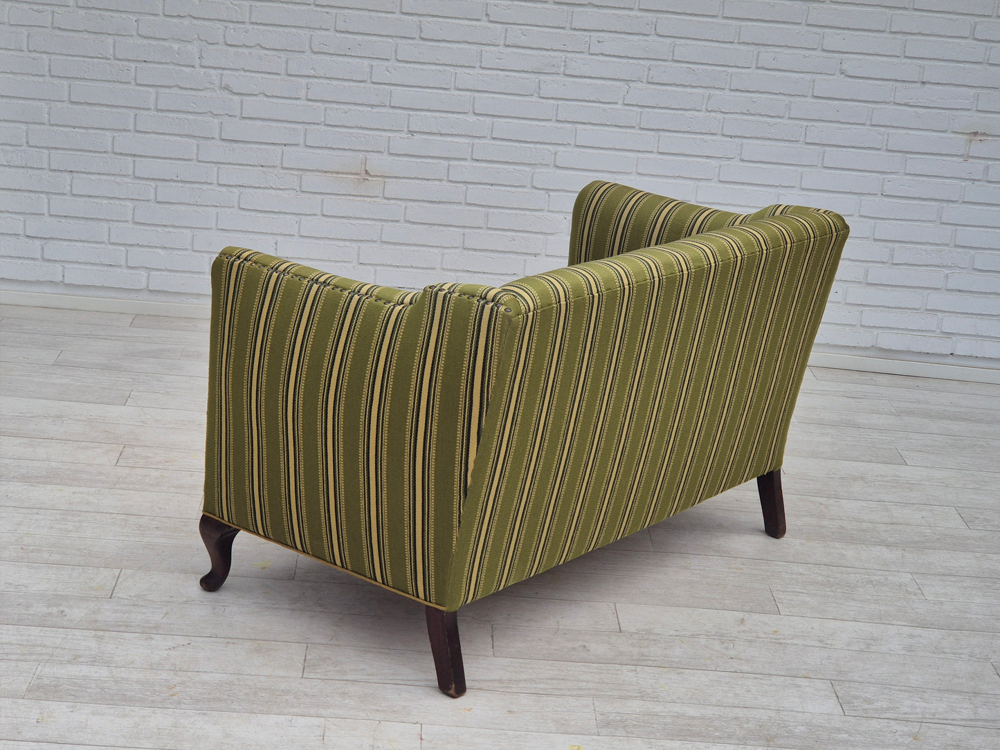 1960s, Danish 2 seater sofa, original condition, furniture wool fabric, ash wood legs.