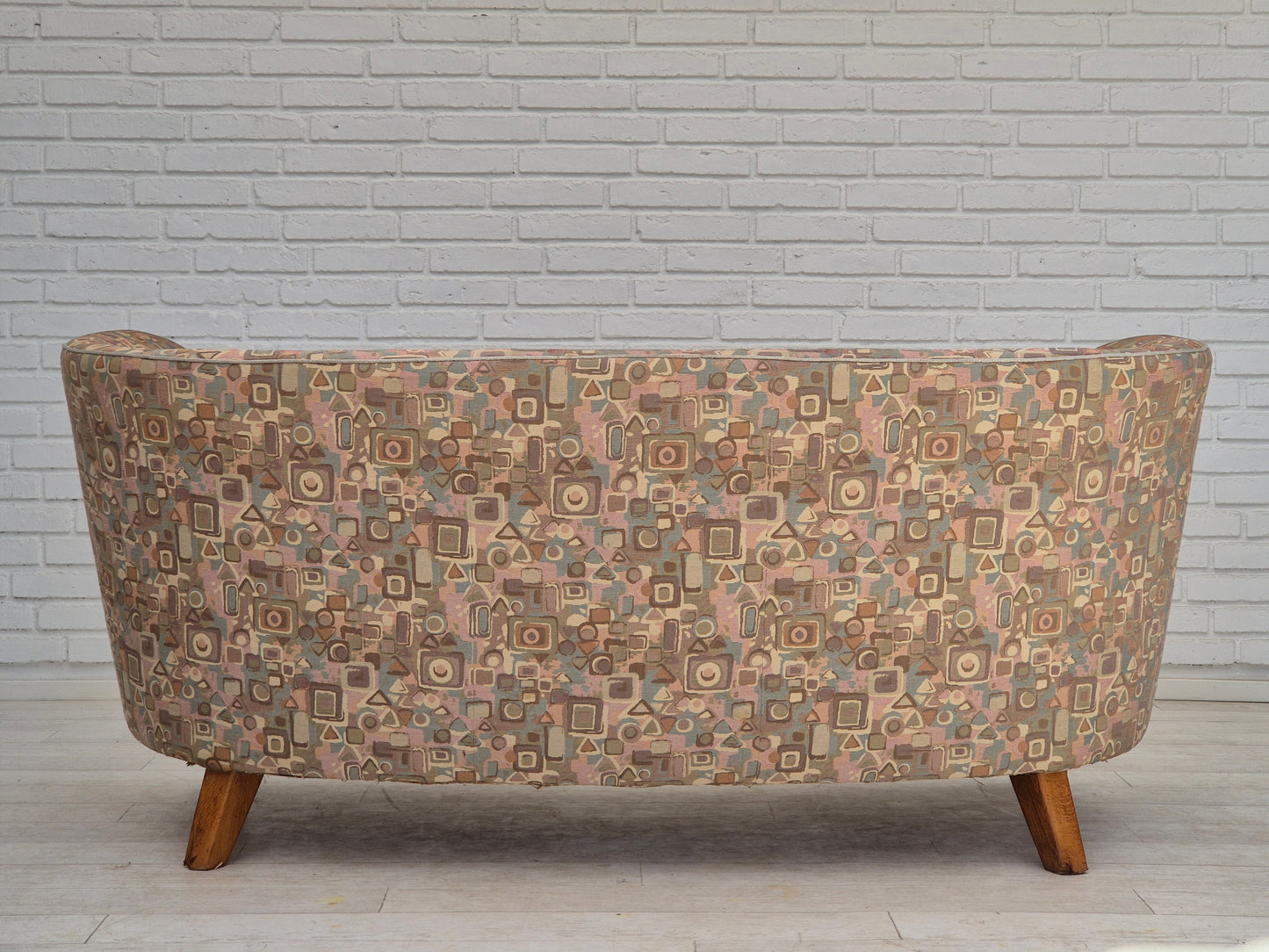 1960s, Danish 2 seater "Banan" sofa, very good condition, furniture jacquard fabric.