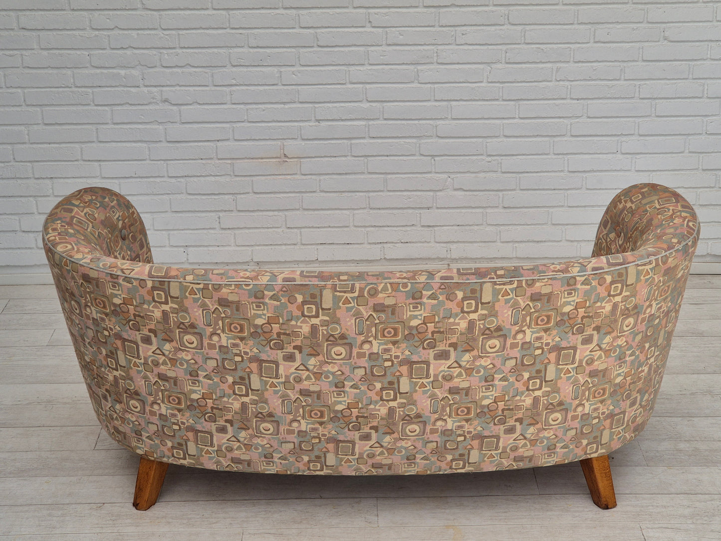 1960s, Danish 2 seater "Banan" sofa, very good condition, furniture jacquard fabric.