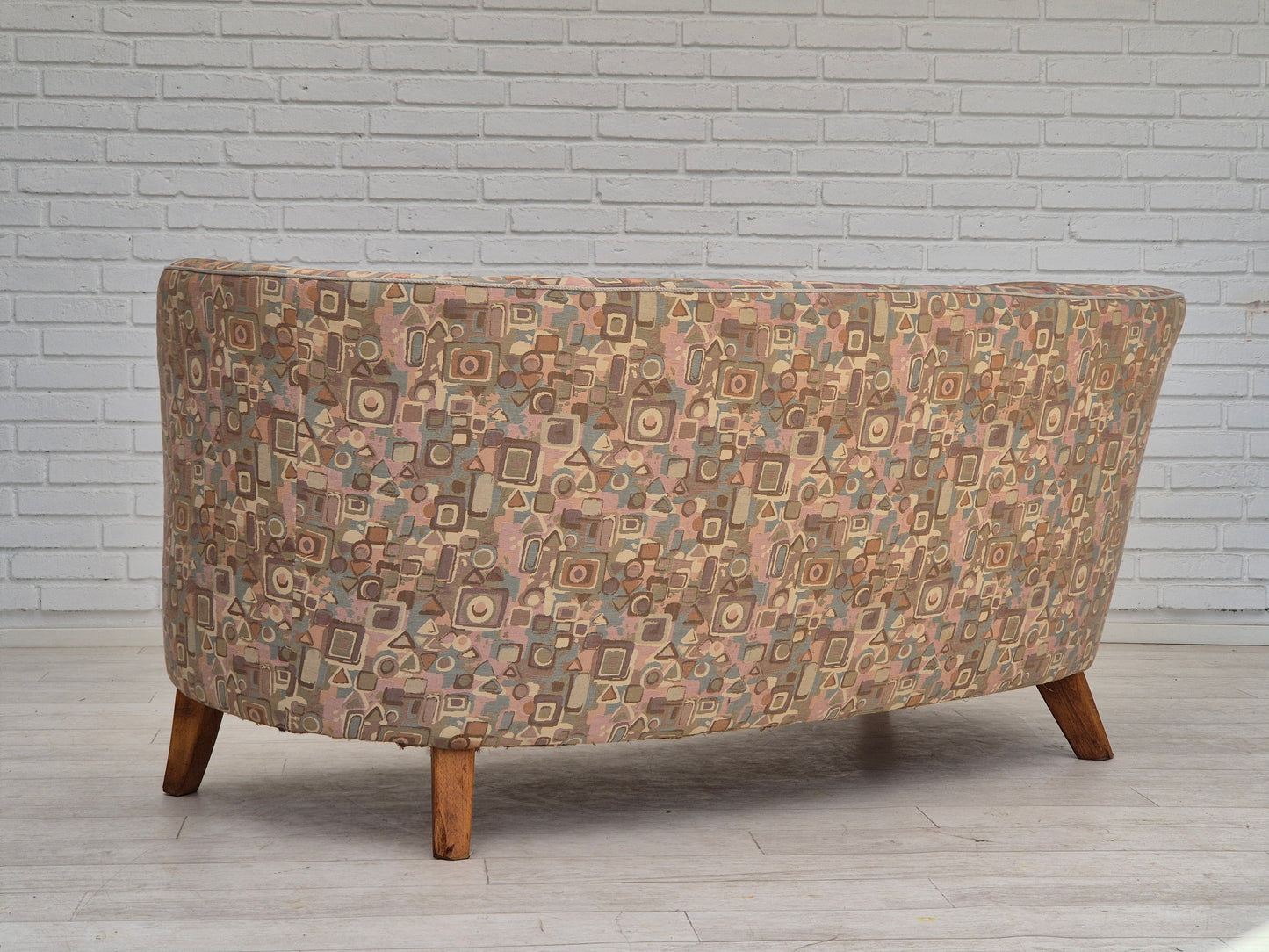 1960s, Danish 2 seater "Banan" sofa, very good condition, furniture jacquard fabric.