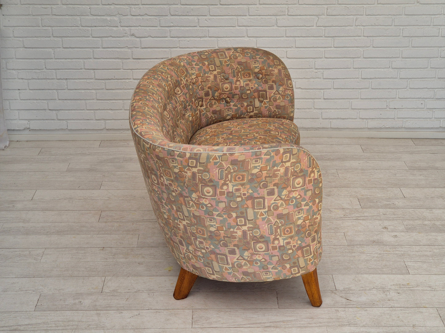 1960s, Danish 2 seater "Banan" sofa, very good condition, furniture jacquard fabric.