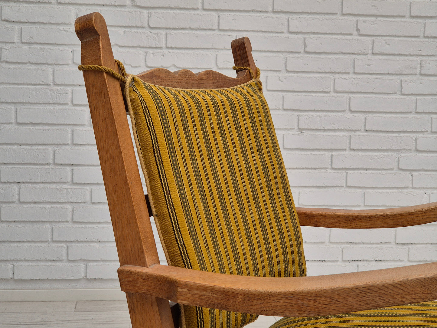 1960s, Danish lounge chair, original very good condition, furniture wool, solid oak wood.