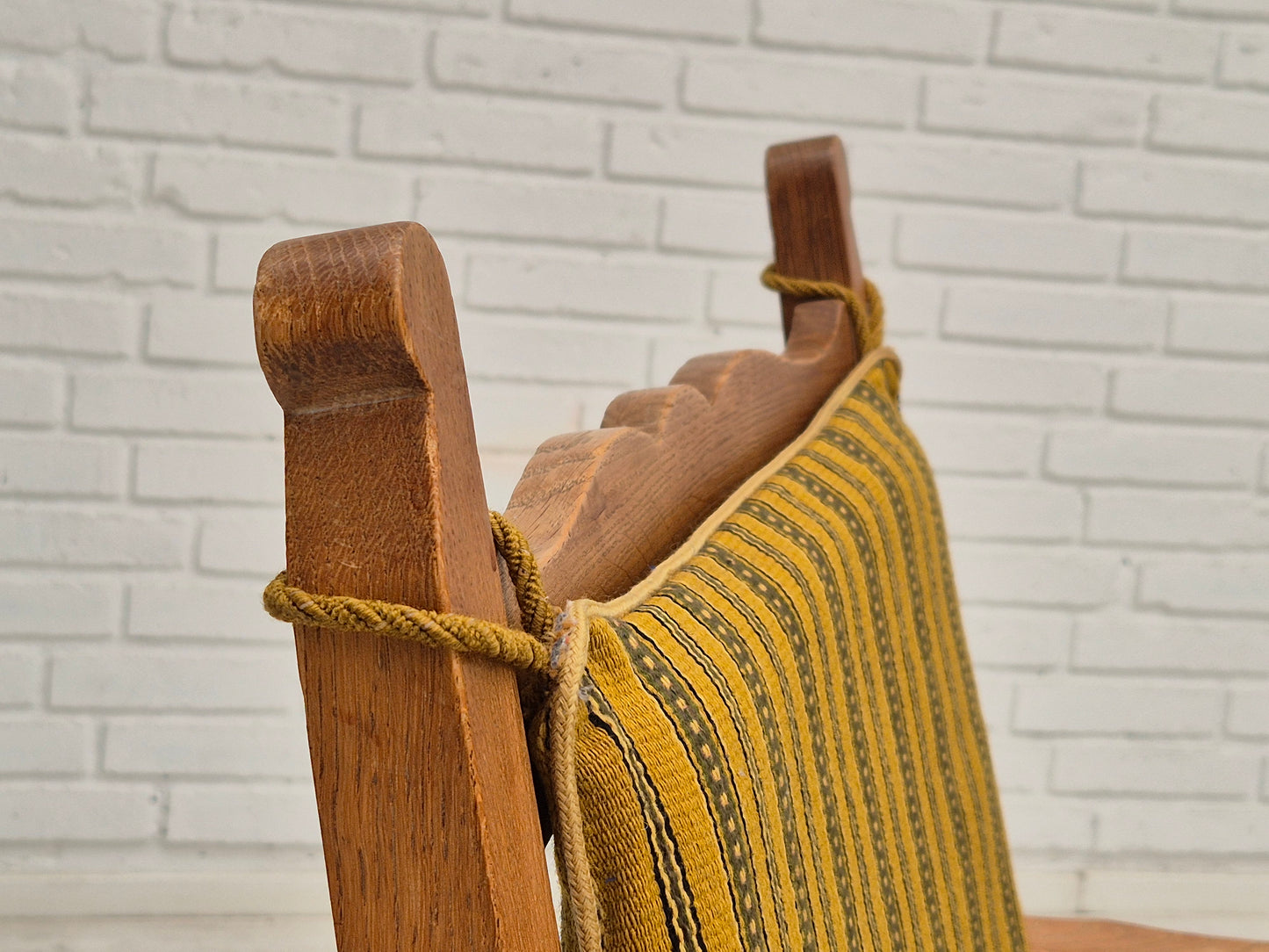 1960s, Danish lounge chair, original very good condition, furniture wool, solid oak wood.