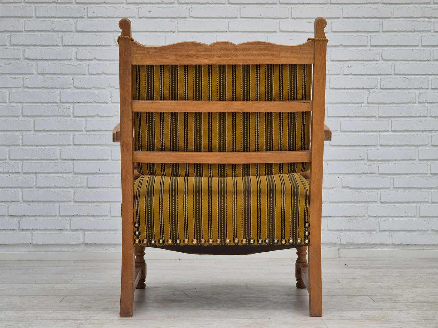 1960s, Danish lounge chair, original very good condition, furniture wool, solid oak wood.