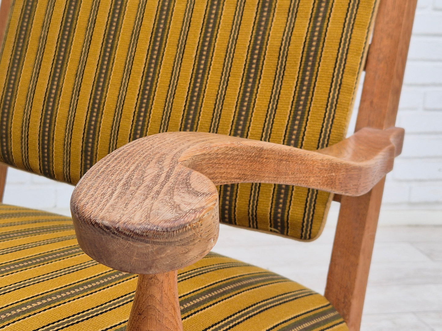 1960s, Danish lounge chair, original very good condition, furniture wool, solid oak wood.