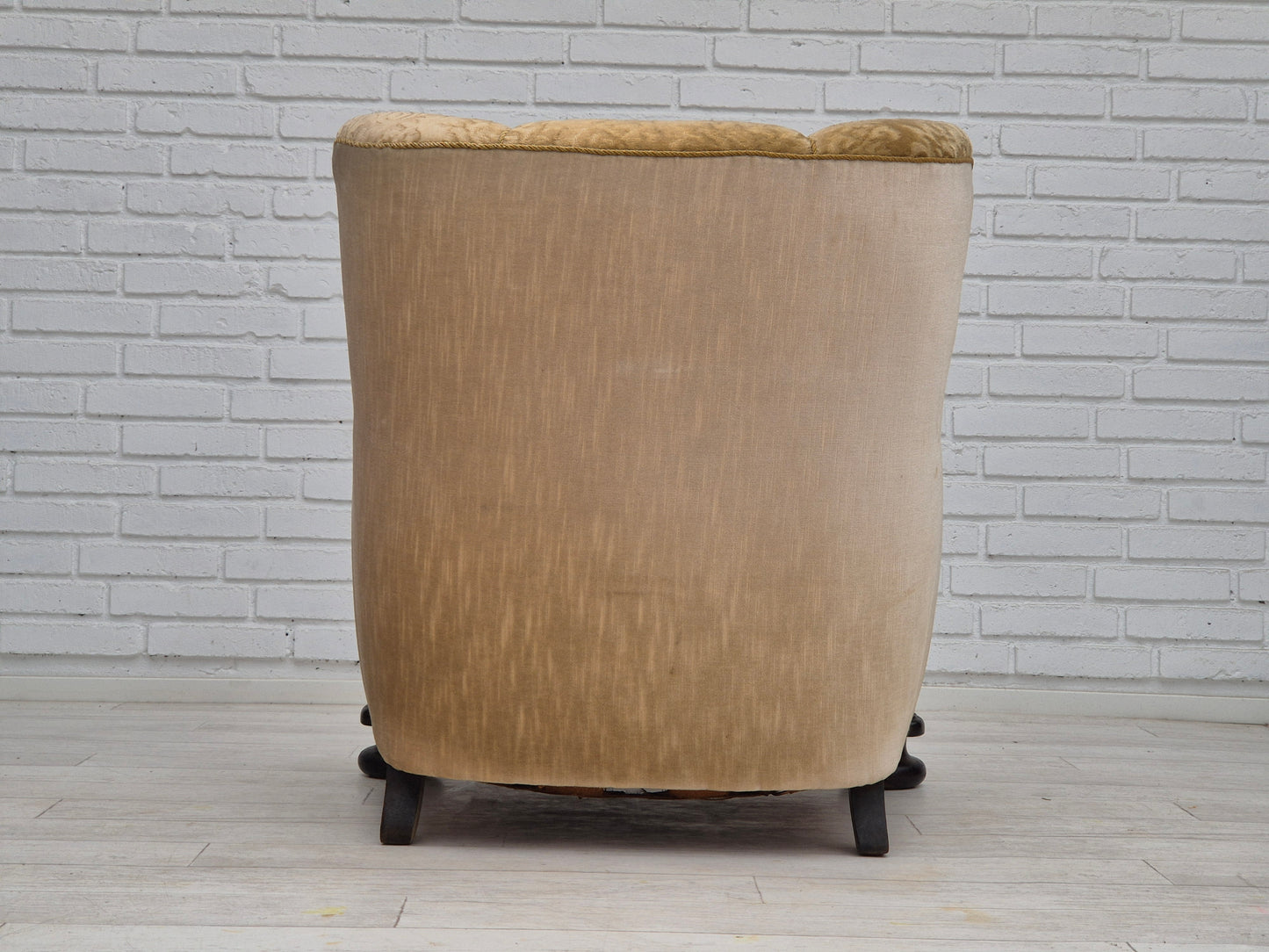 1950s, Danish vintage relax armchair, furniture velour, ash wood.