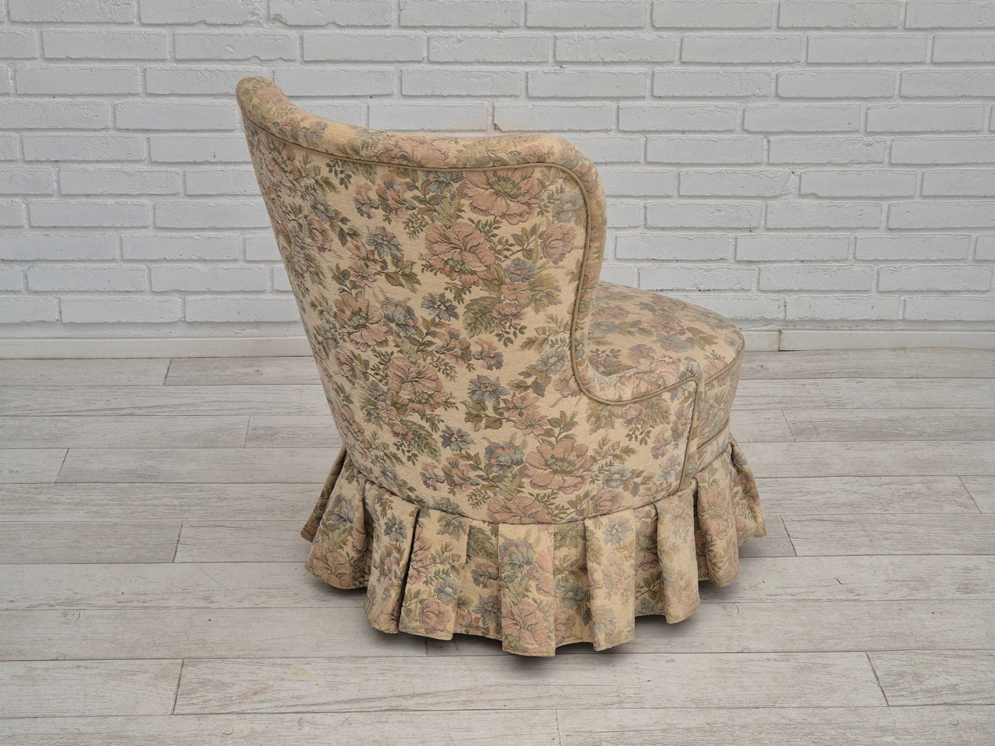 1970s, Danish easy side chair, original very good condition, floral furniture velour.