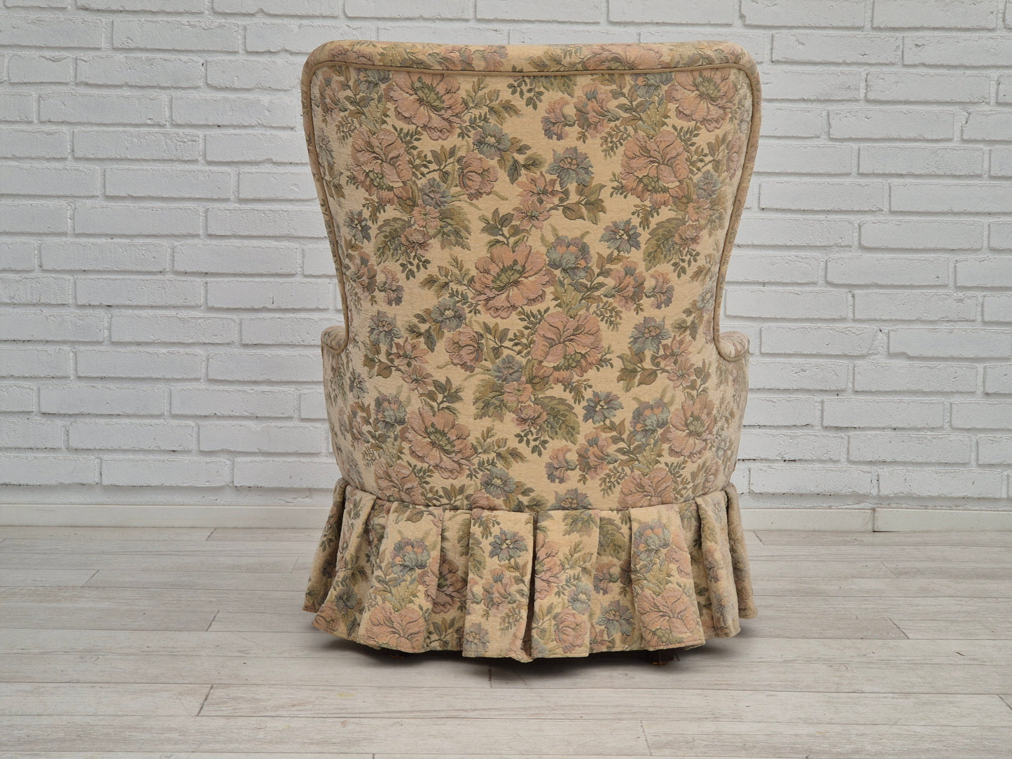 1970s, Danish easy side chair, original very good condition, floral furniture velour.