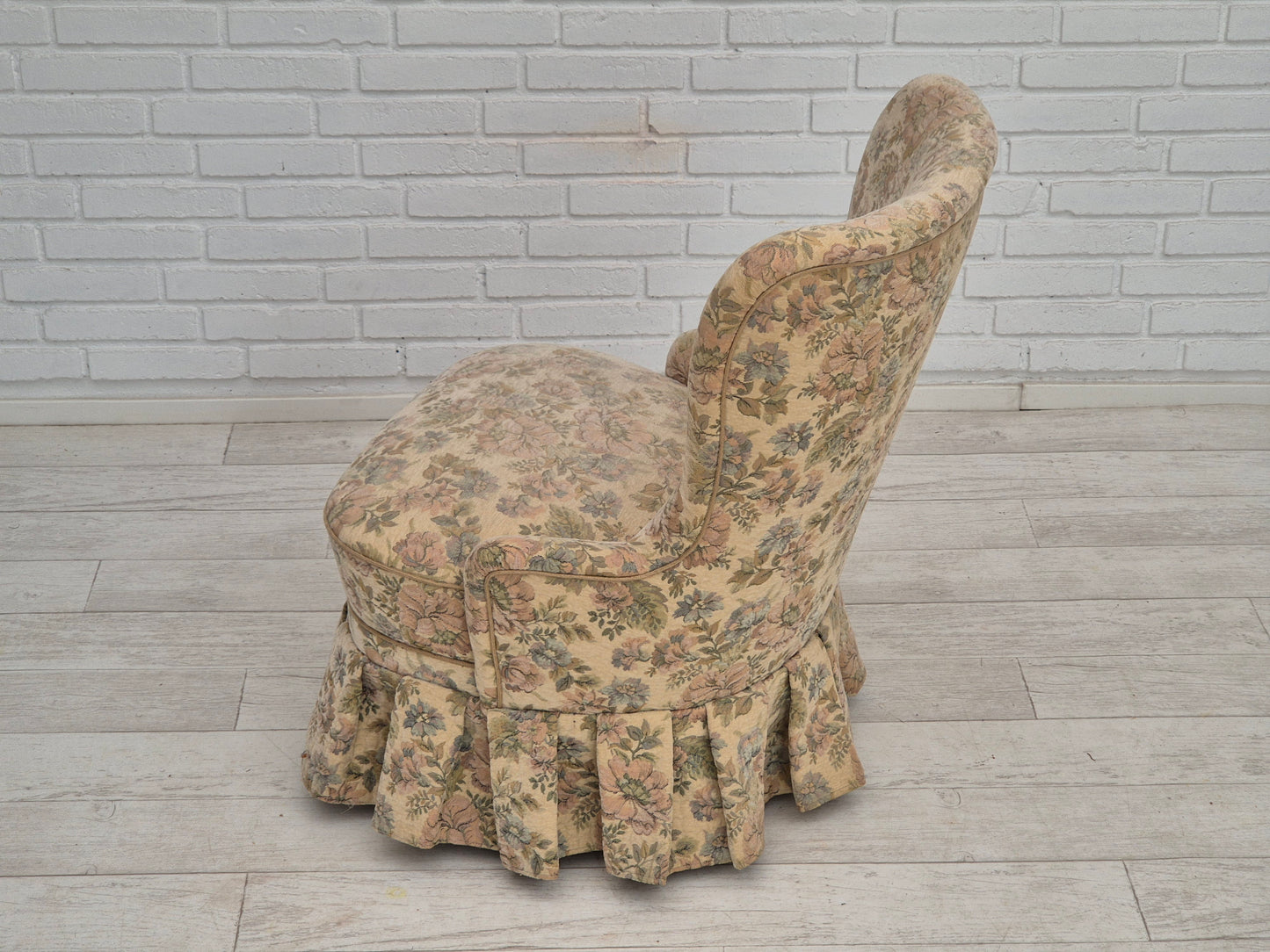 1970s, Danish easy side chair, original very good condition, floral furniture velour.