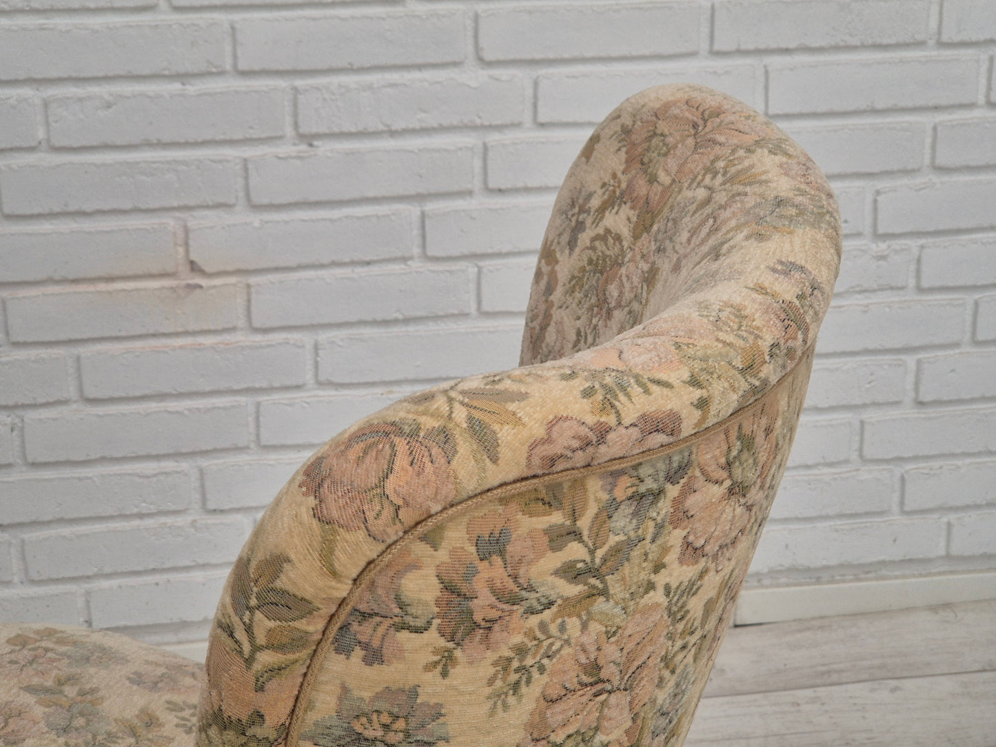 1970s, Danish easy side chair, original very good condition, floral furniture velour.