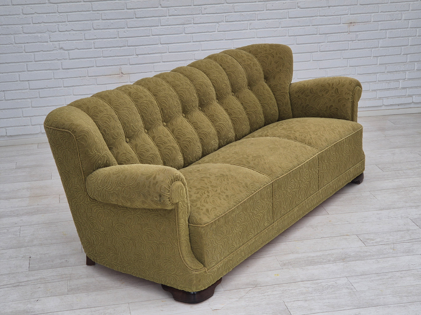 1960s, Danish 3 seater sofa, original very good condition, cotton/wool fabric.