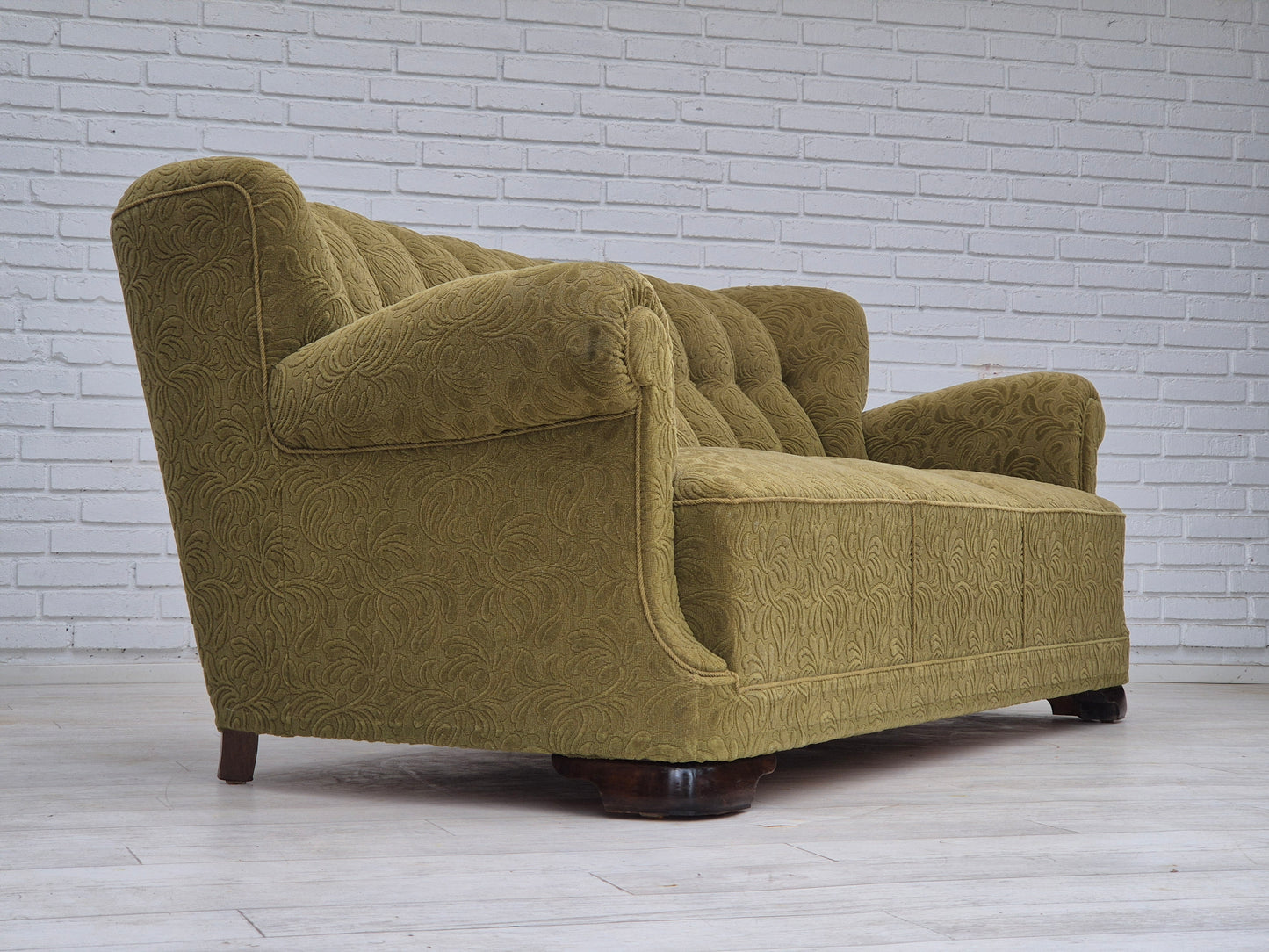 1960s, Danish 3 seater sofa, original very good condition, cotton/wool fabric.