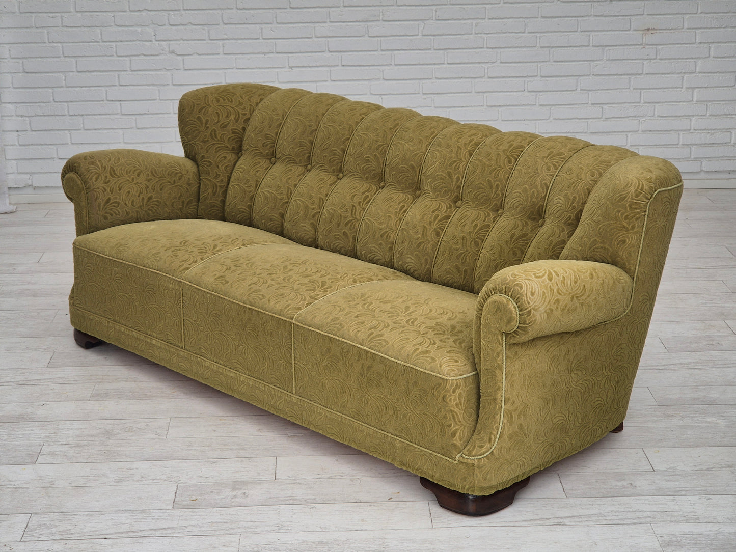 1960s, Danish 3 seater sofa, original very good condition, cotton/wool fabric.