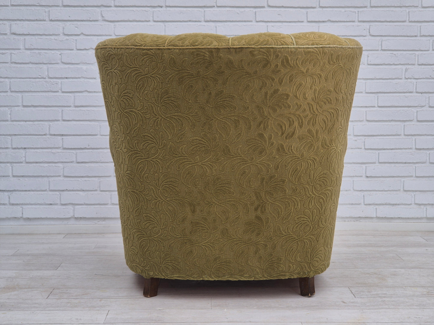 1960s, Danish vintage relax armchair, furniture cotton/wool, beech wood.