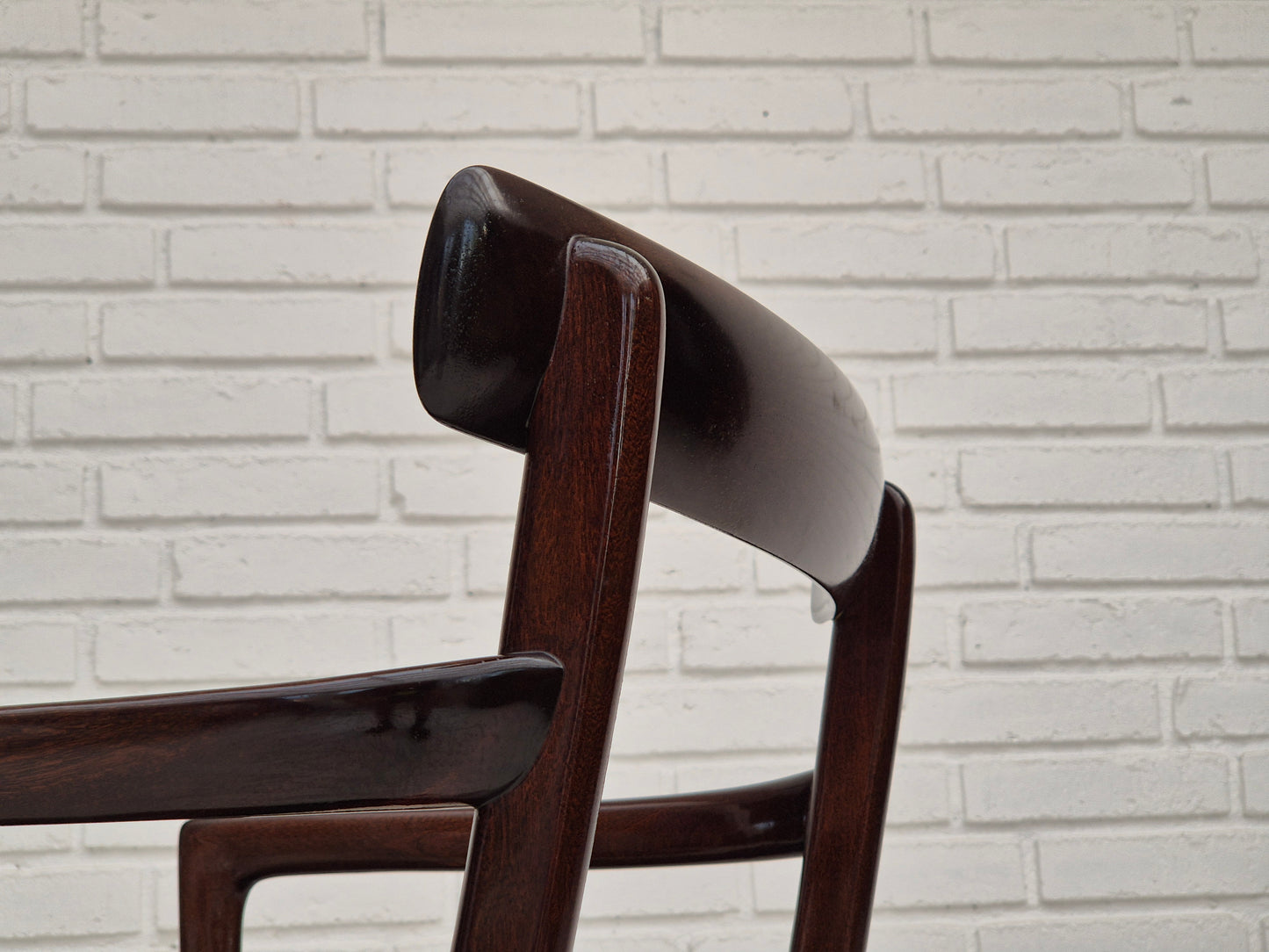 1960s, Danish design by Ole Wanscher, armchair, mahogany wood, cowhide, reupholstered.