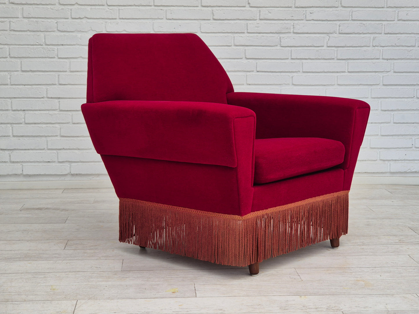 1970s, Danish armchair by Ryesberg Møbler, original condition, velour fabric.