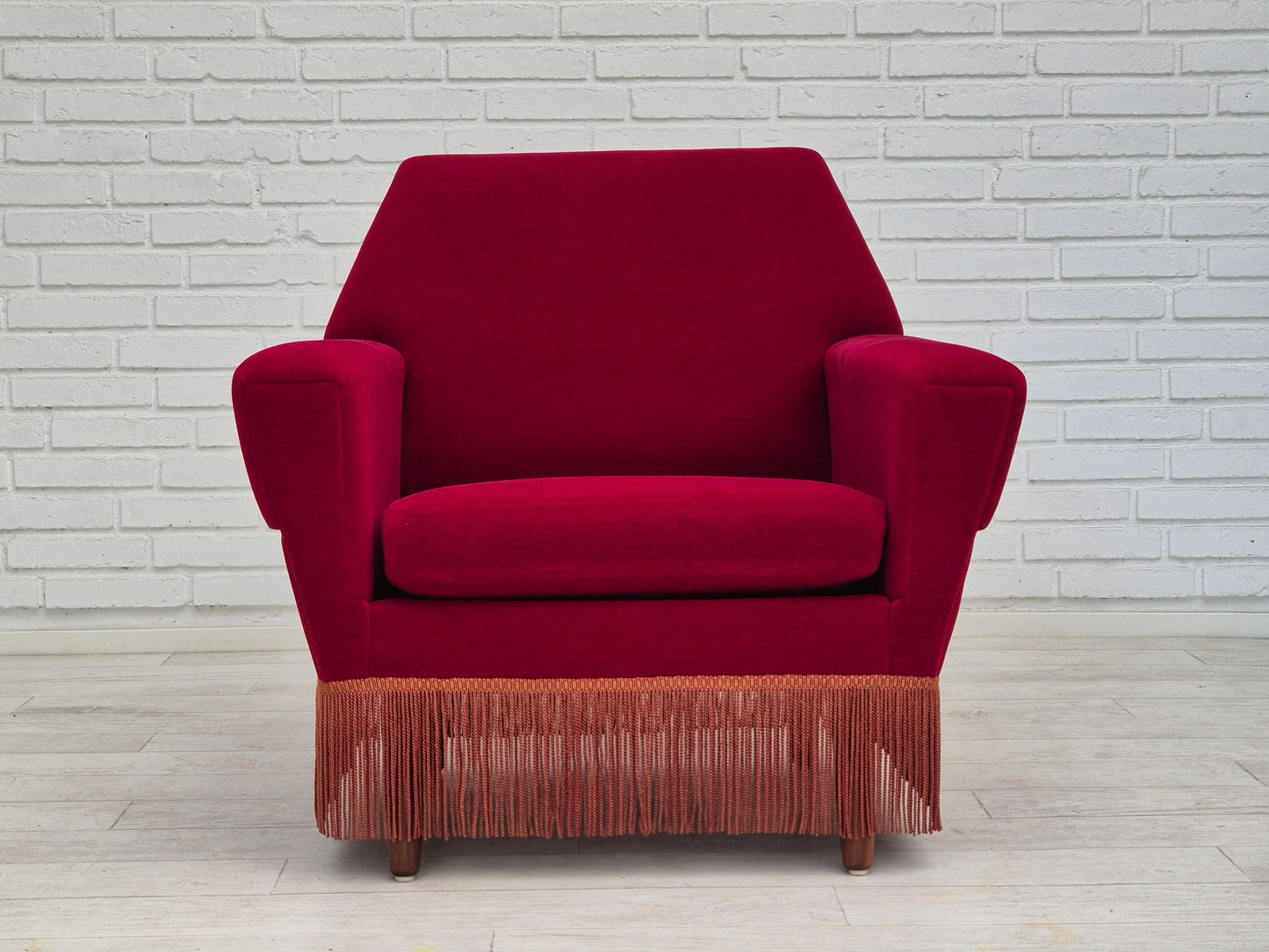 1970s, Danish armchair by Ryesberg Møbler, original condition, velour fabric.