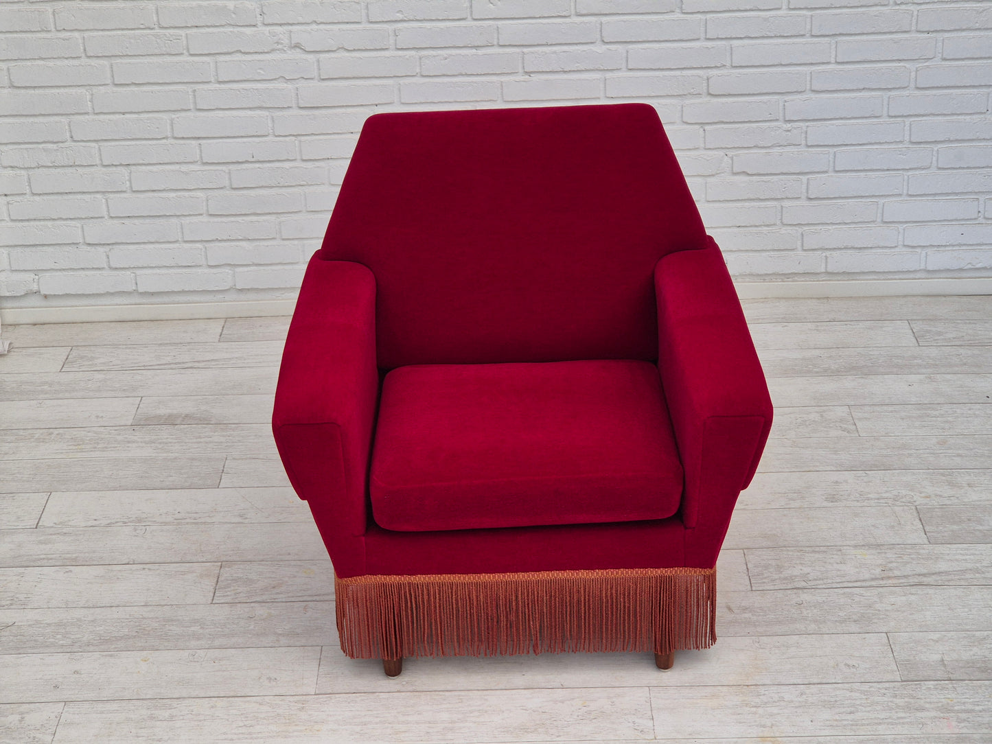 1970s, Danish armchair by Ryesberg Møbler, original condition, velour fabric.