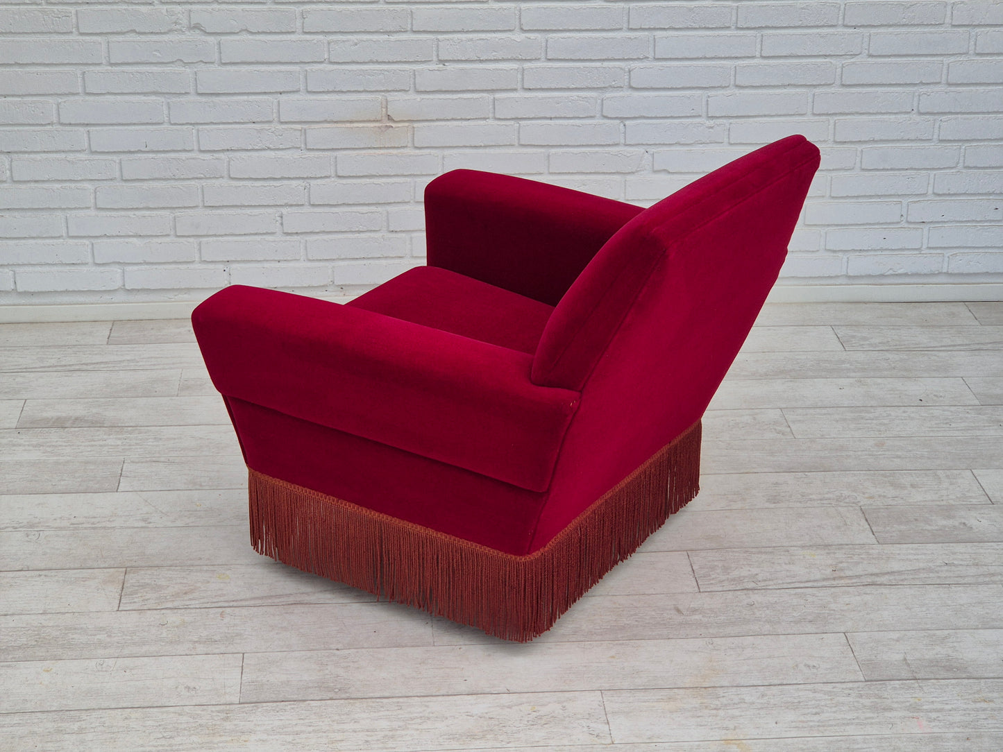 1970s, Danish armchair by Ryesberg Møbler, original condition, velour fabric.