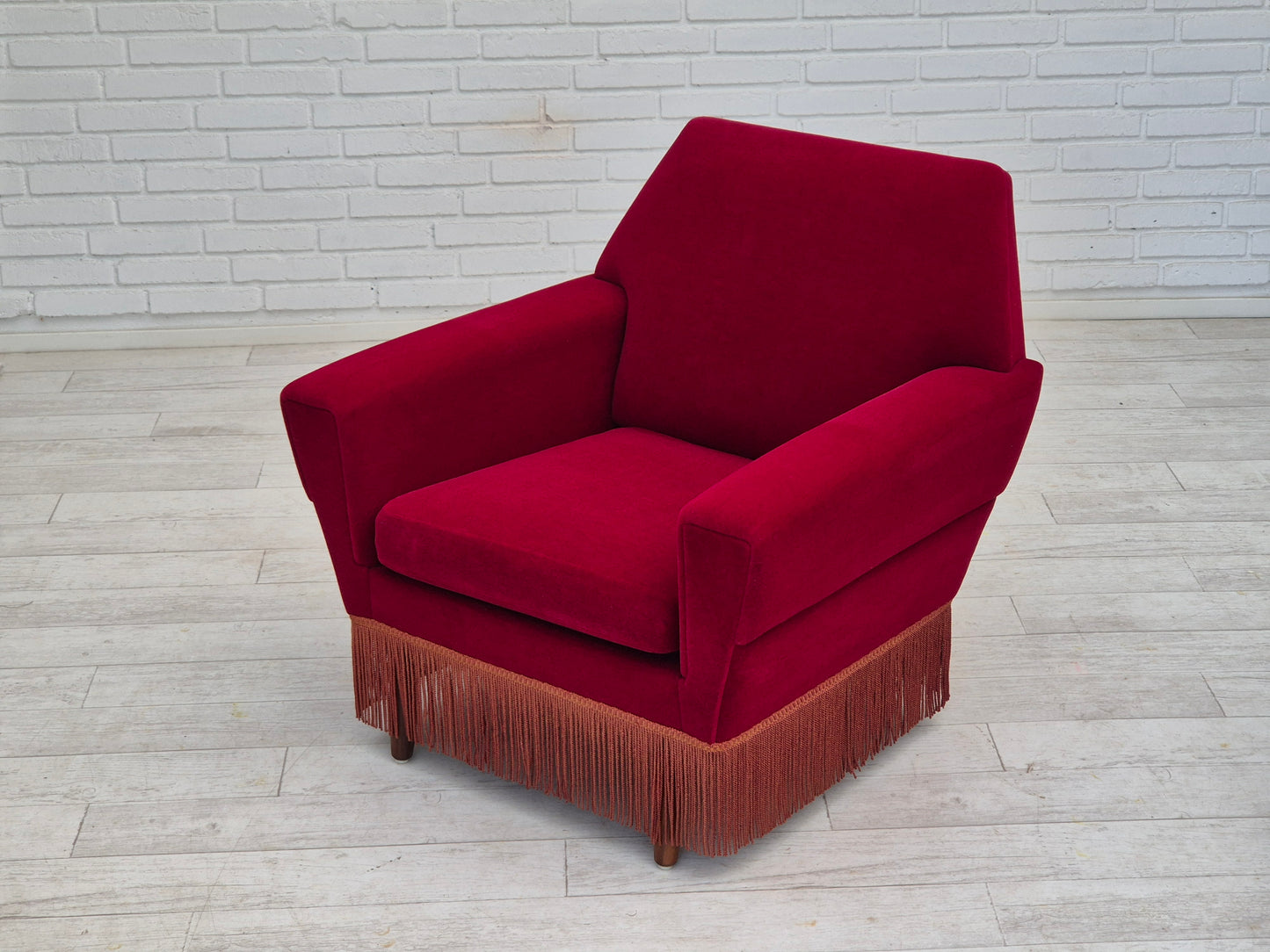 1970s, Danish armchair by Ryesberg Møbler, original condition, velour fabric.