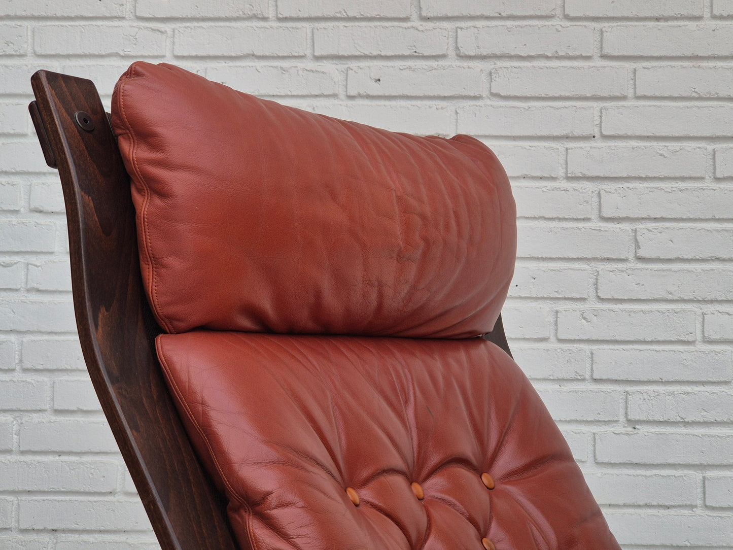 1970s, Scandinavian design, lounge chair, original very good condition, brown leather.