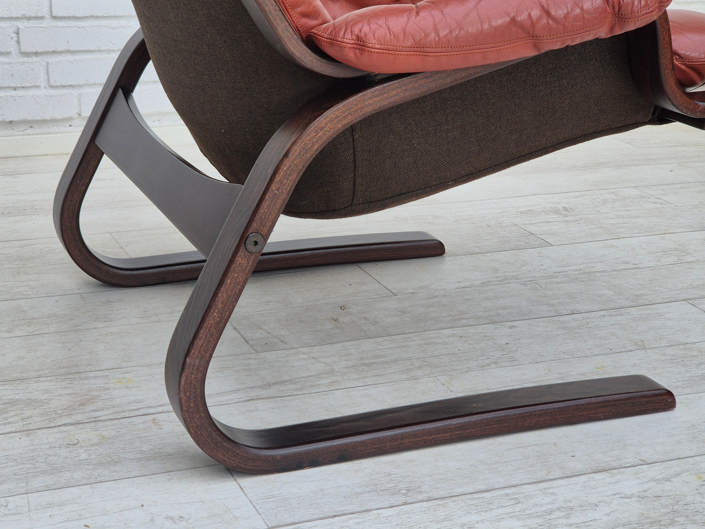 1970s, Scandinavian design, lounge chair, original very good condition, brown leather.