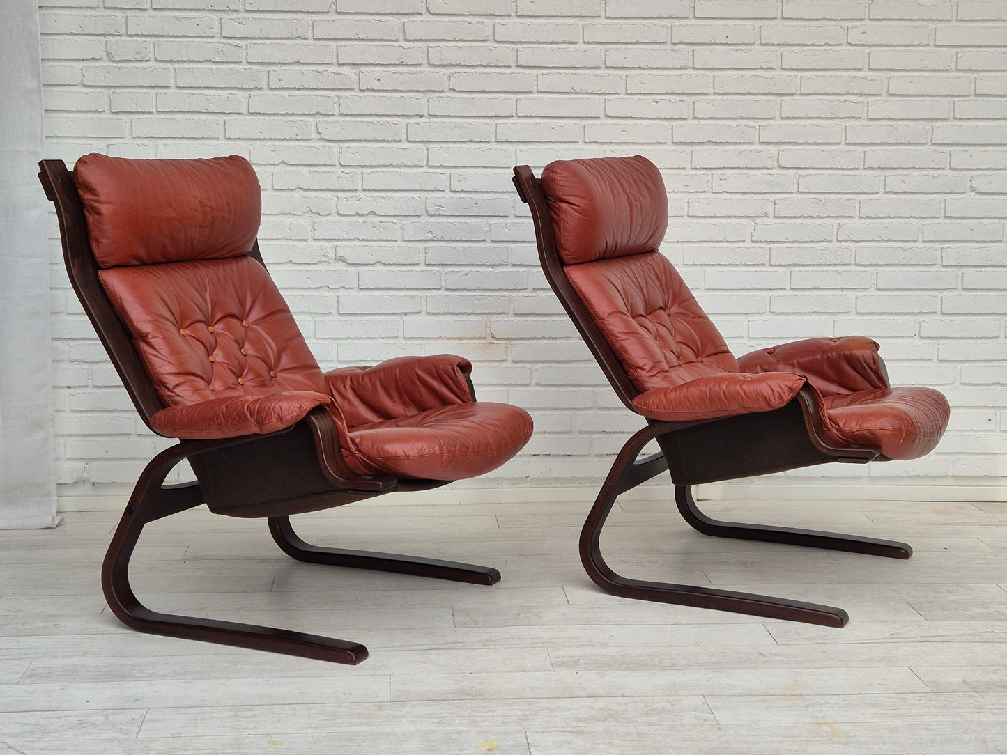 1970s, Scandinavian design, lounge chair, original very good condition, brown leather.