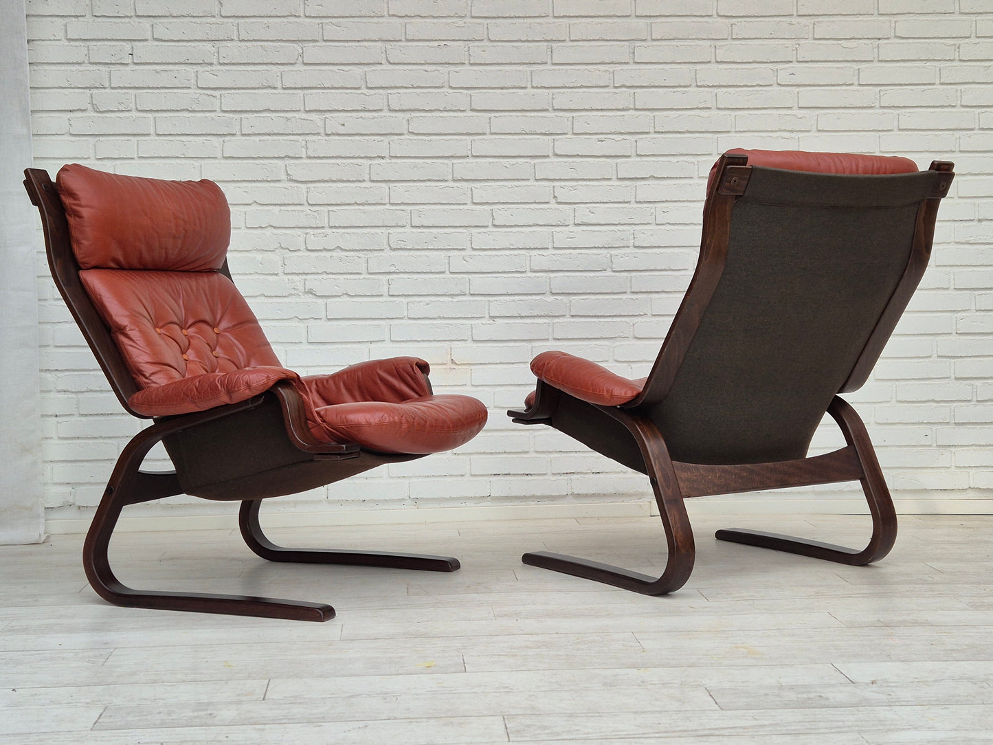 1970s, Scandinavian design, lounge chair, original very good condition, brown leather.