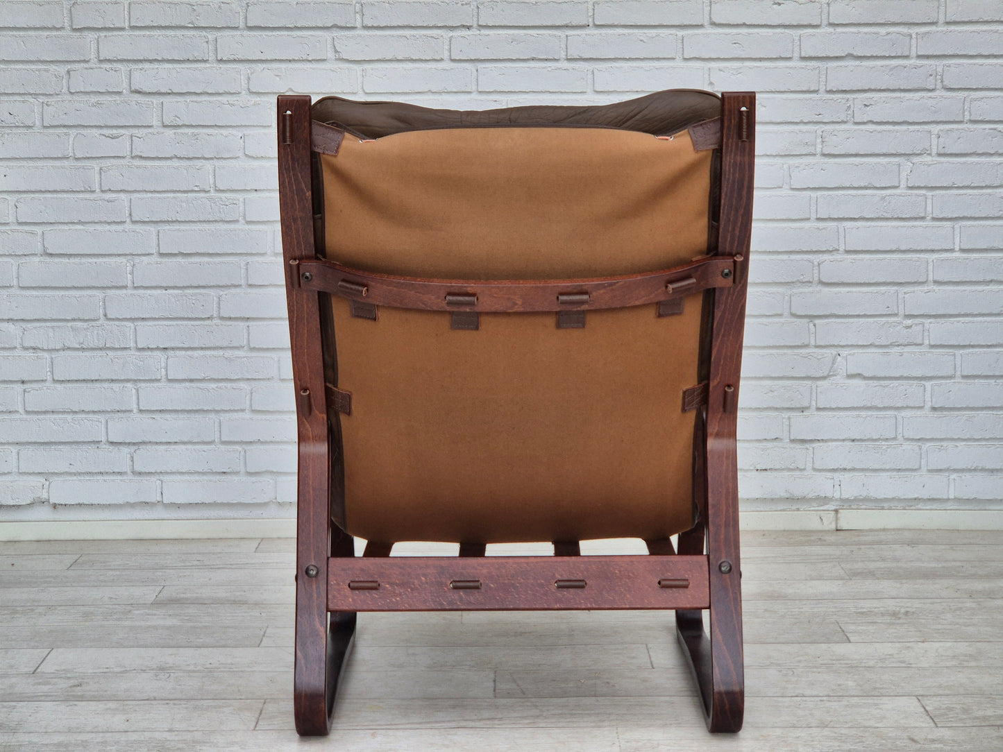 1970s, Norwegian design, lounge chair with footstool, original condition, leather.