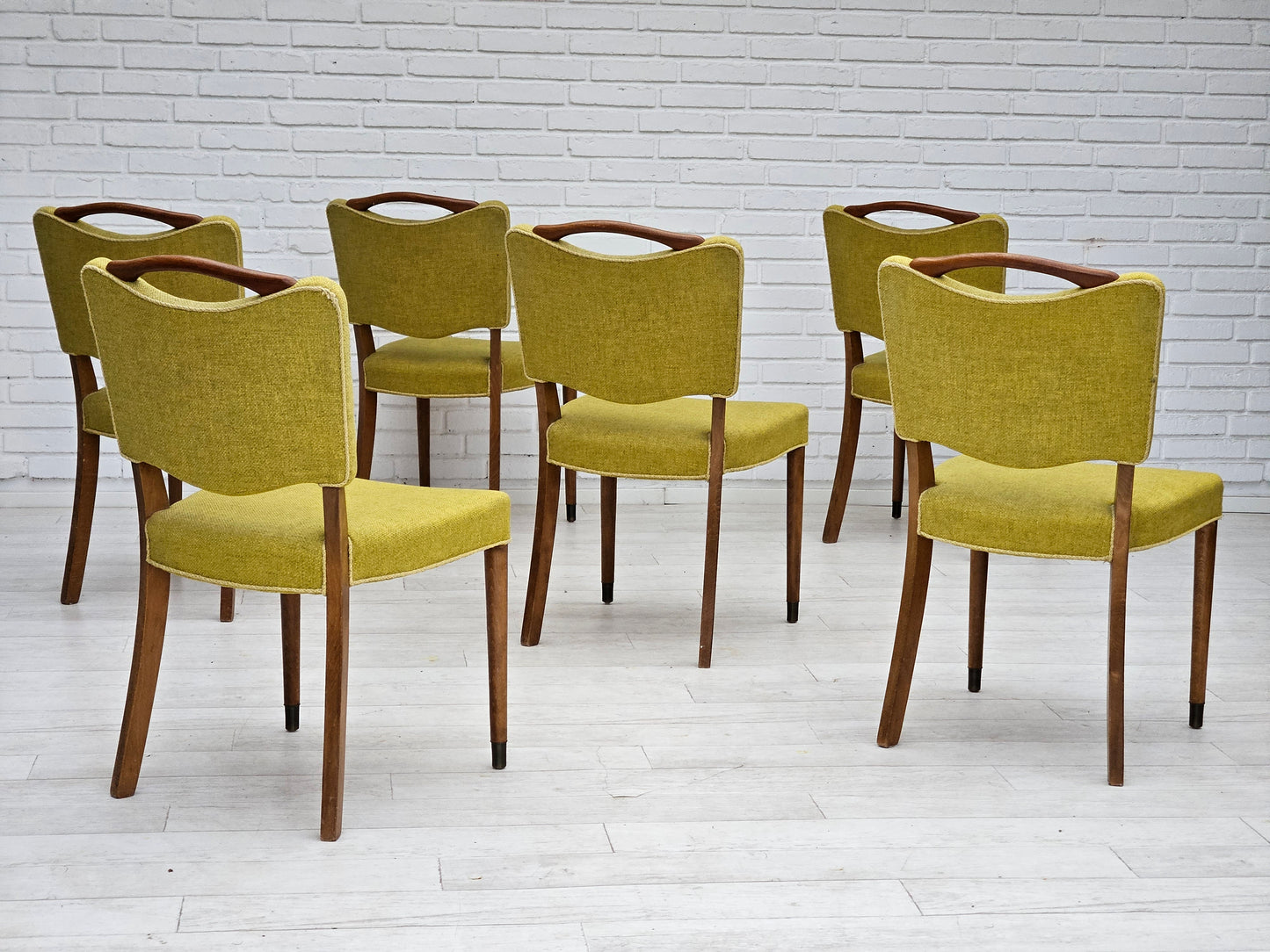 1970s, set of 6 Danish dining chairs by Slagelse Møbelværk, original condition.