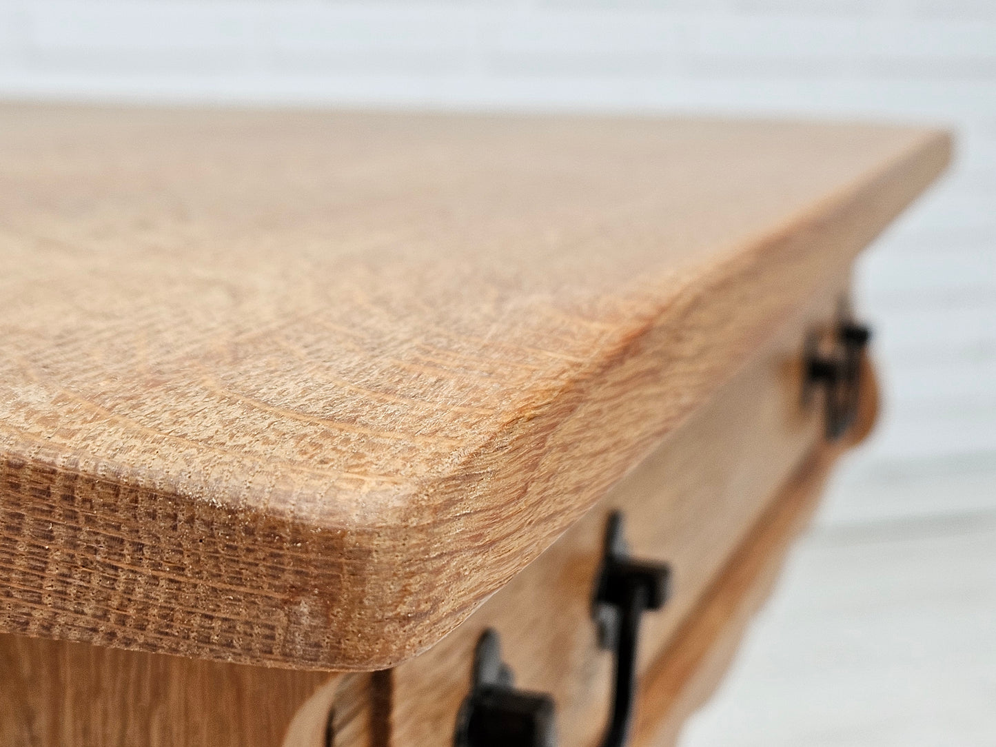 1970s, Scandinavian solid oak wood sewing table with drawers.