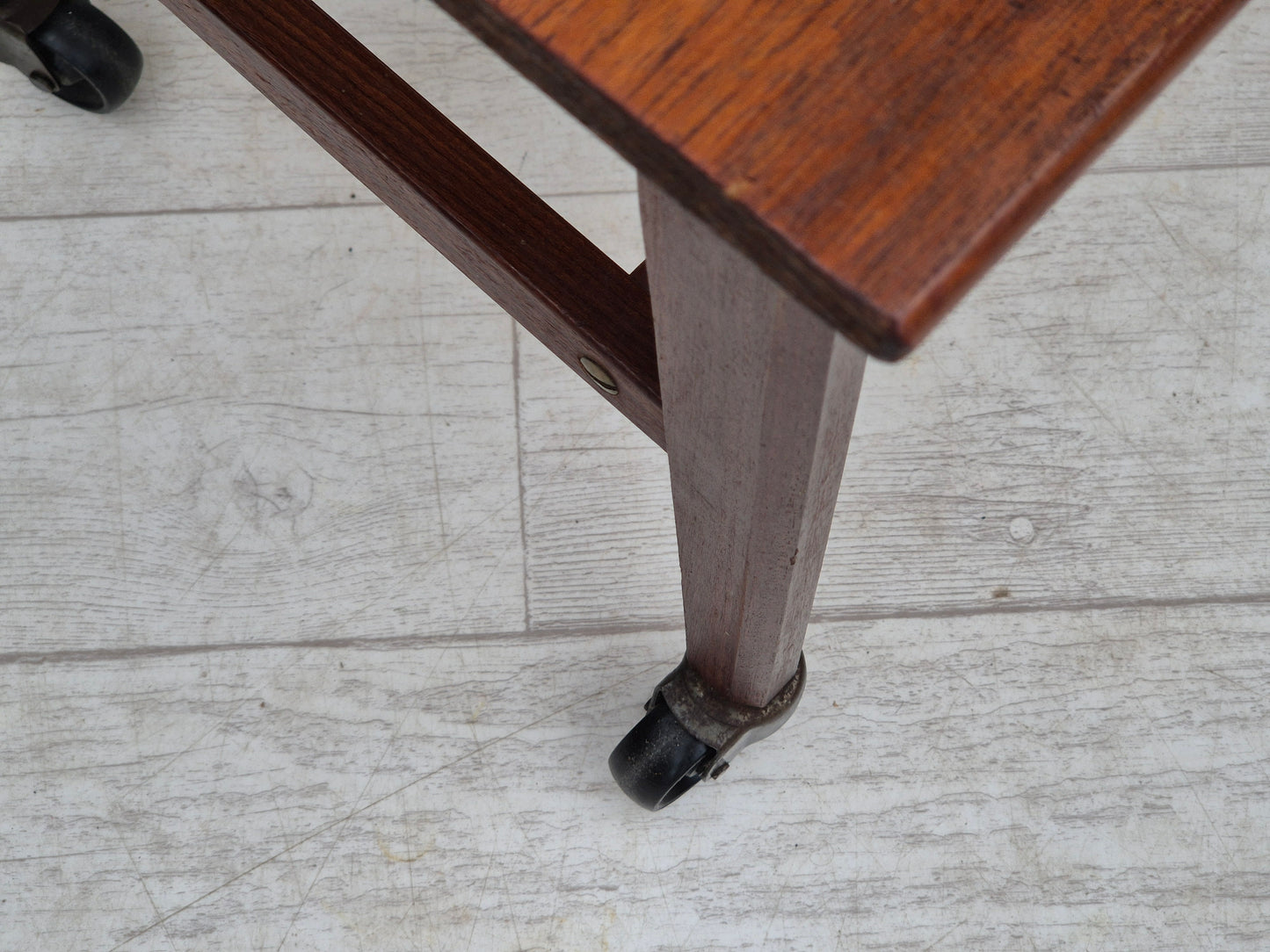 1970s, Danish side table, original very good condition, teak wood, rattan.