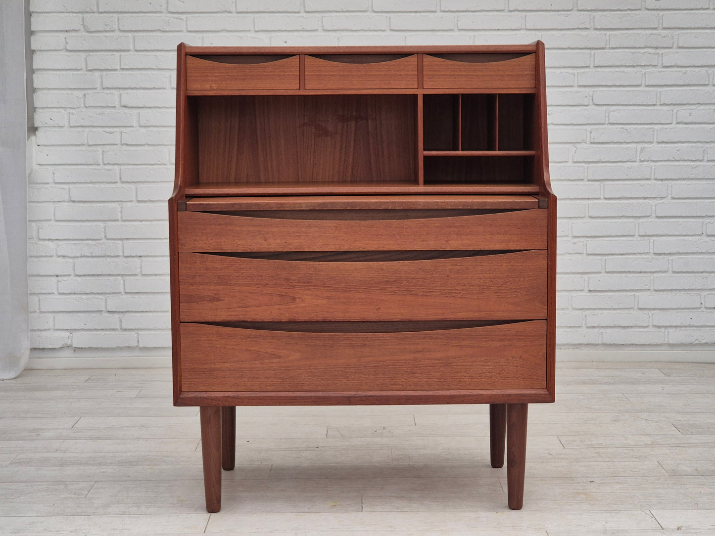 1960s, Danish chest of drawers, original condition, foldable mirror, solid teak wood.