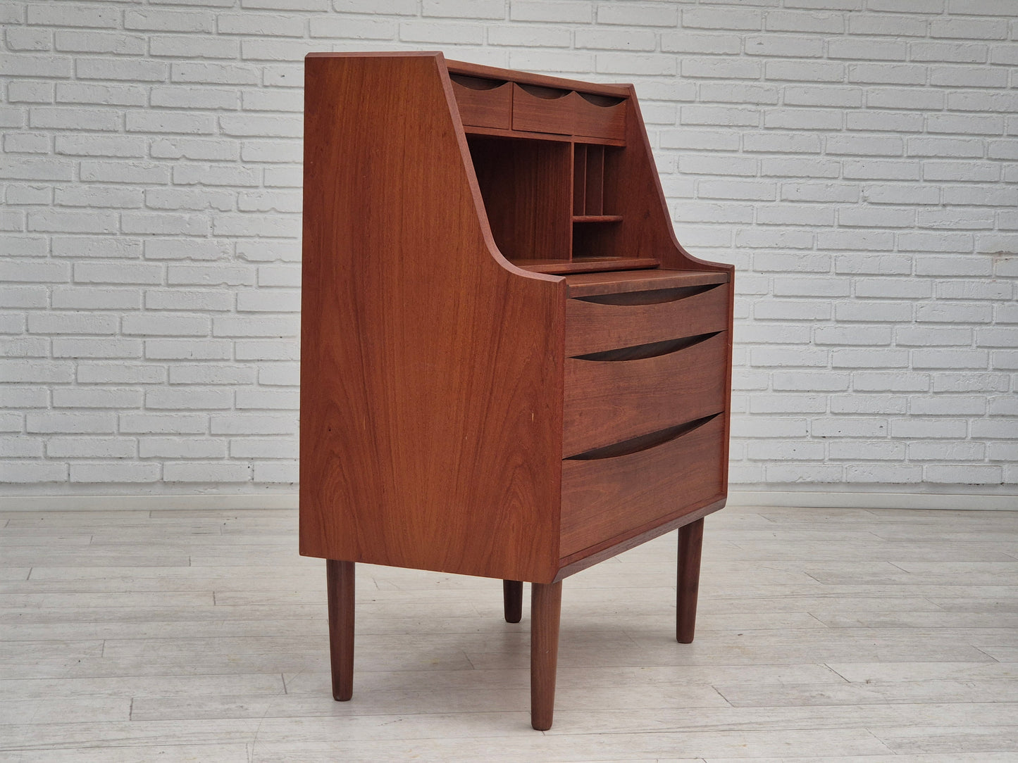 1960s, Danish chest of drawers, original condition, foldable mirror, solid teak wood.