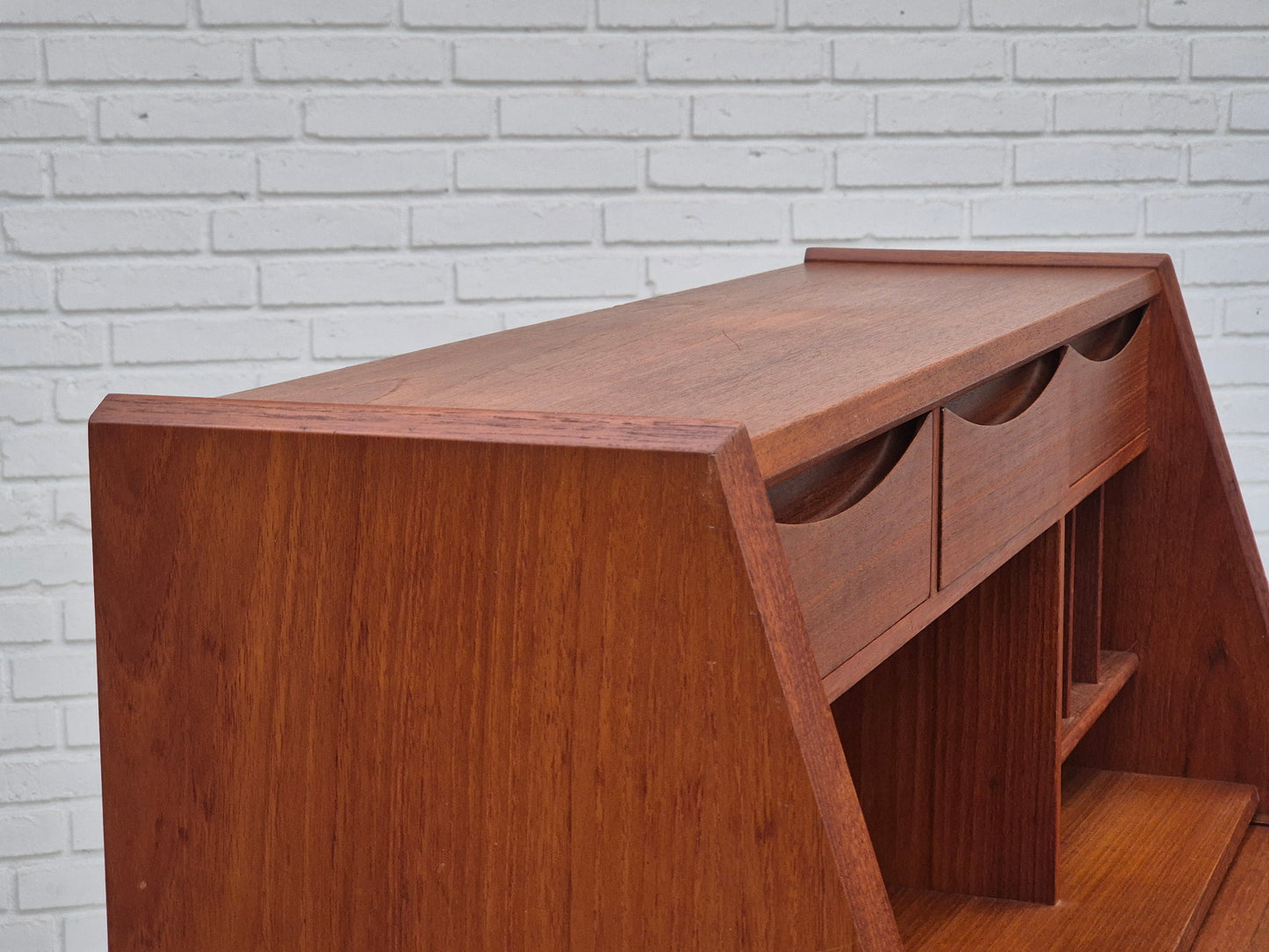 1960s, Danish chest of drawers, original condition, foldable mirror, solid teak wood.