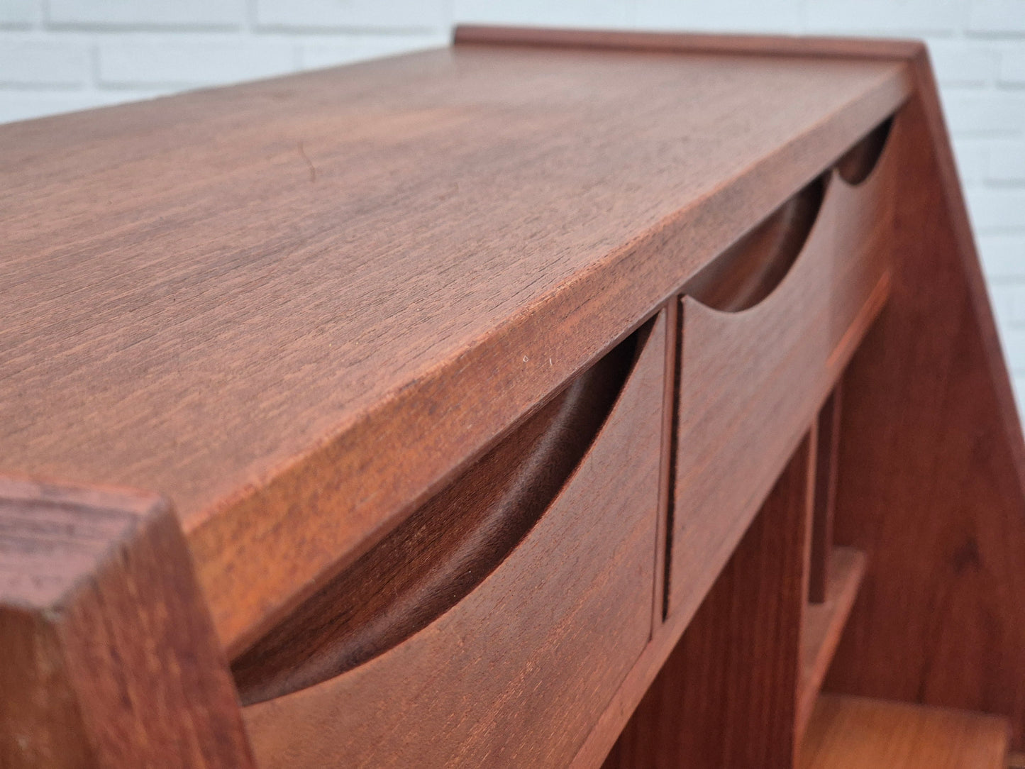 1960s, Danish chest of drawers, original condition, foldable mirror, solid teak wood.