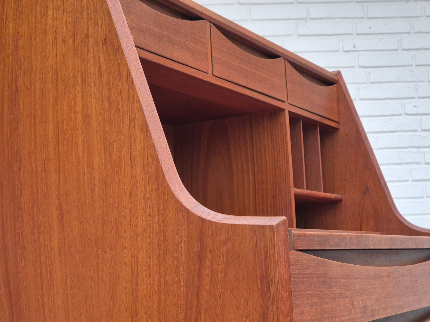 1960s, Danish chest of drawers, original condition, foldable mirror, solid teak wood.