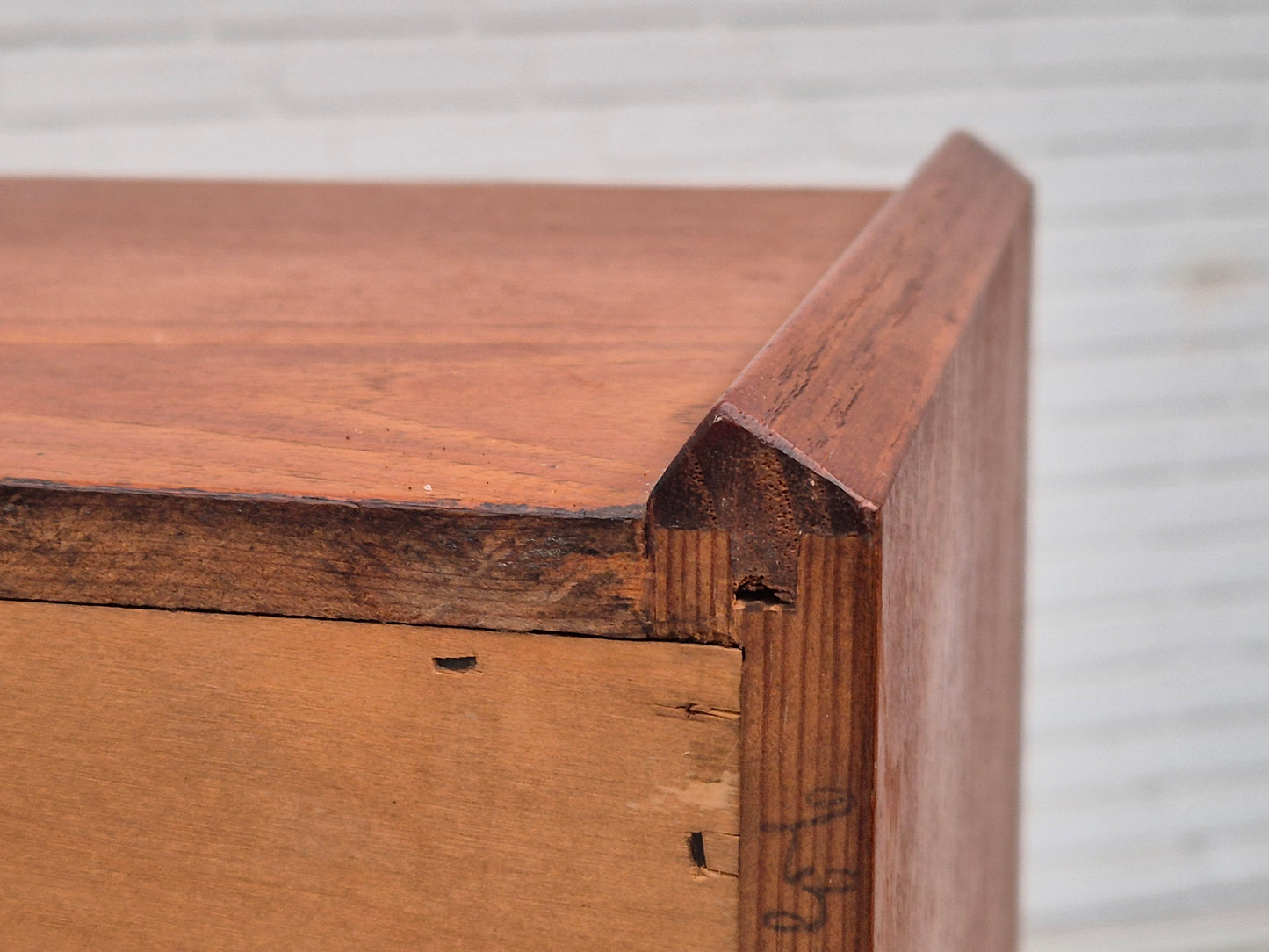 1960s, Danish chest of drawers, original condition, foldable mirror, solid teak wood.