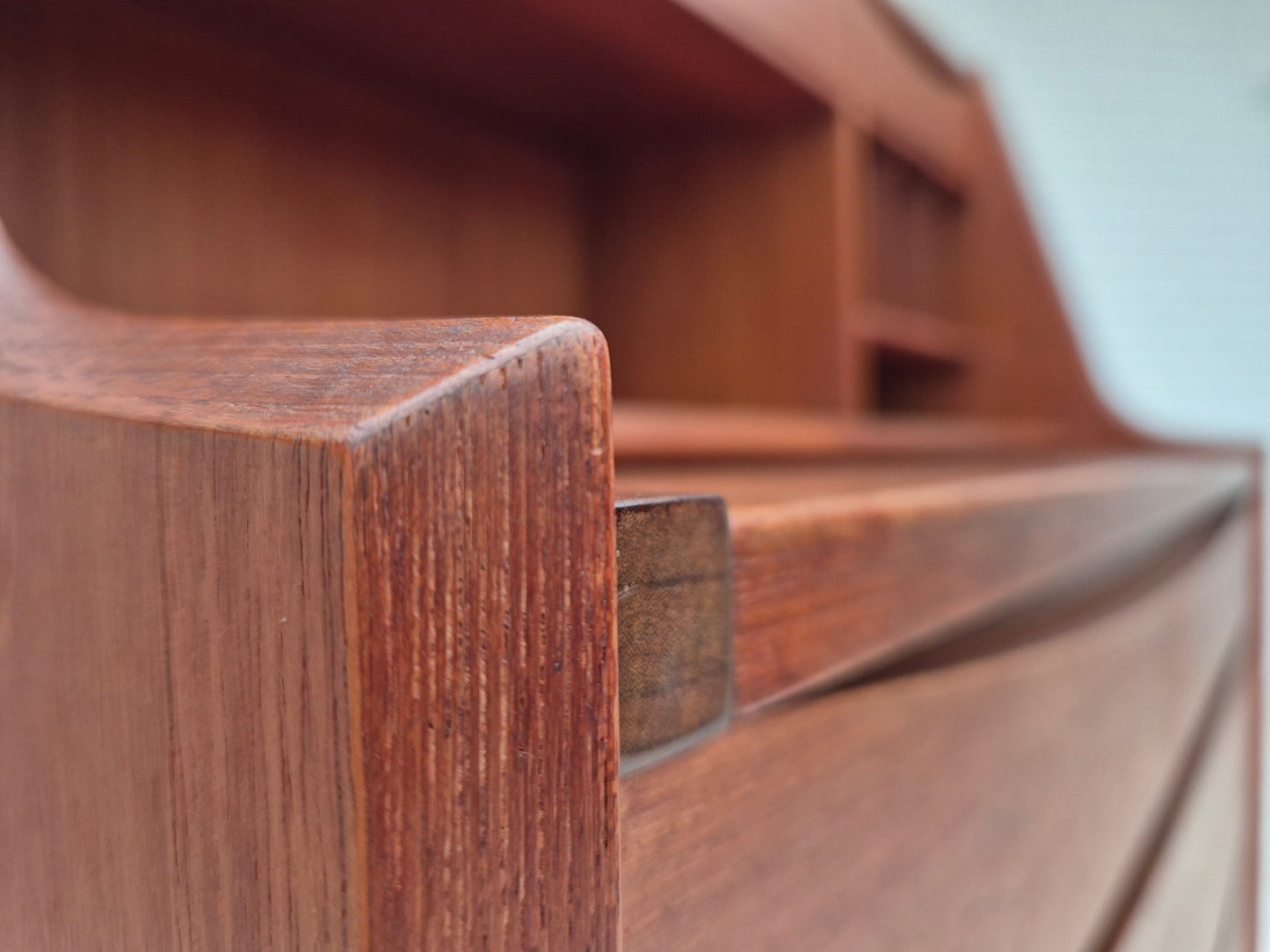 1960s, Danish chest of drawers, original condition, foldable mirror, solid teak wood.