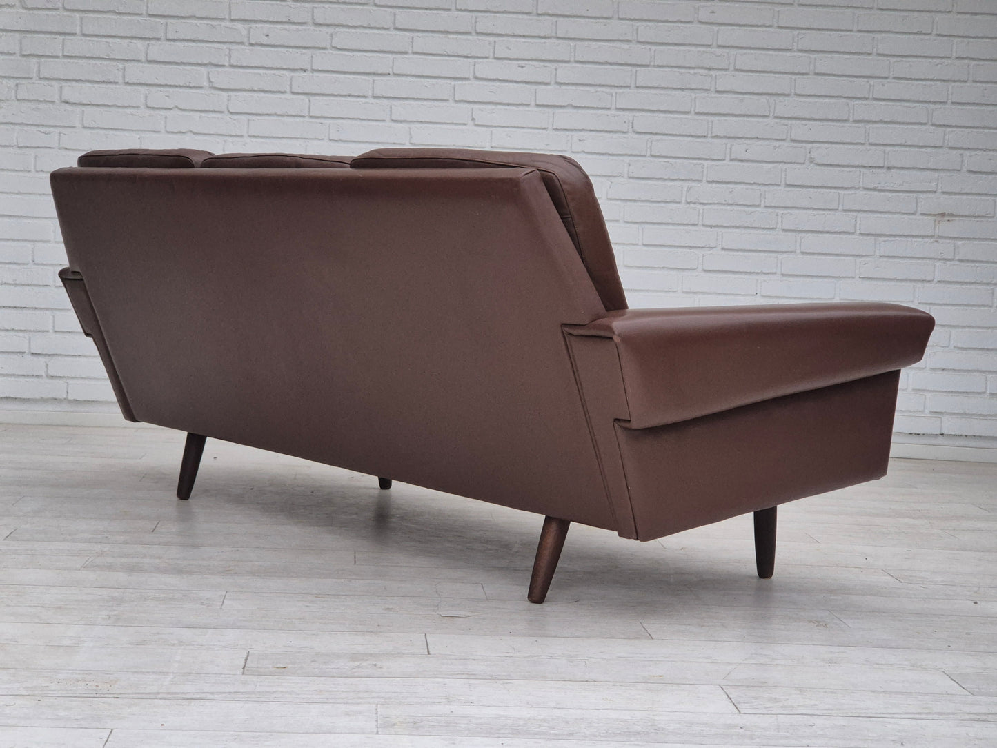 1970s, Danish 3-seater sofa, original condition, brown leather.