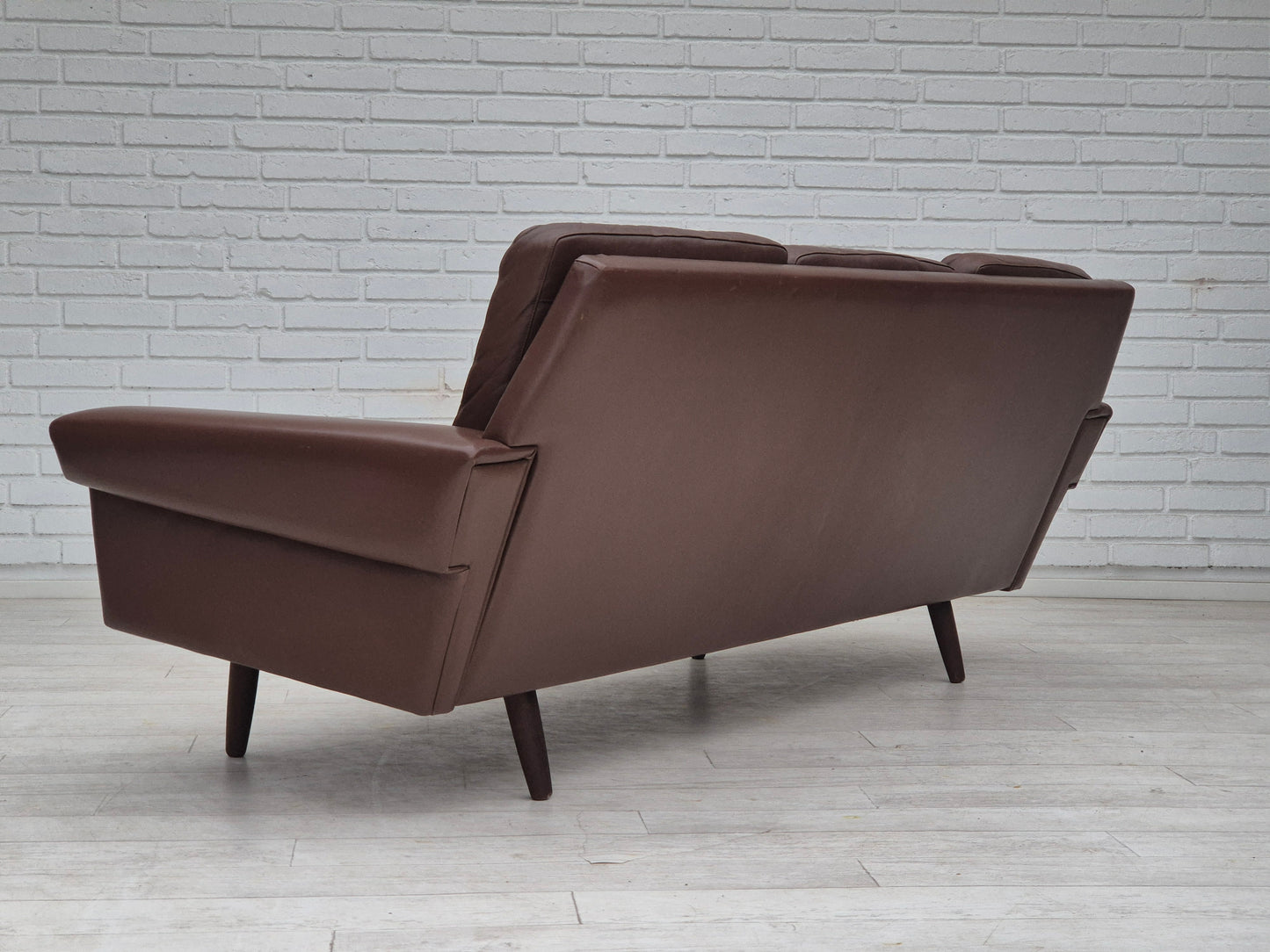 1970s, Danish 3-seater sofa, original condition, brown leather.