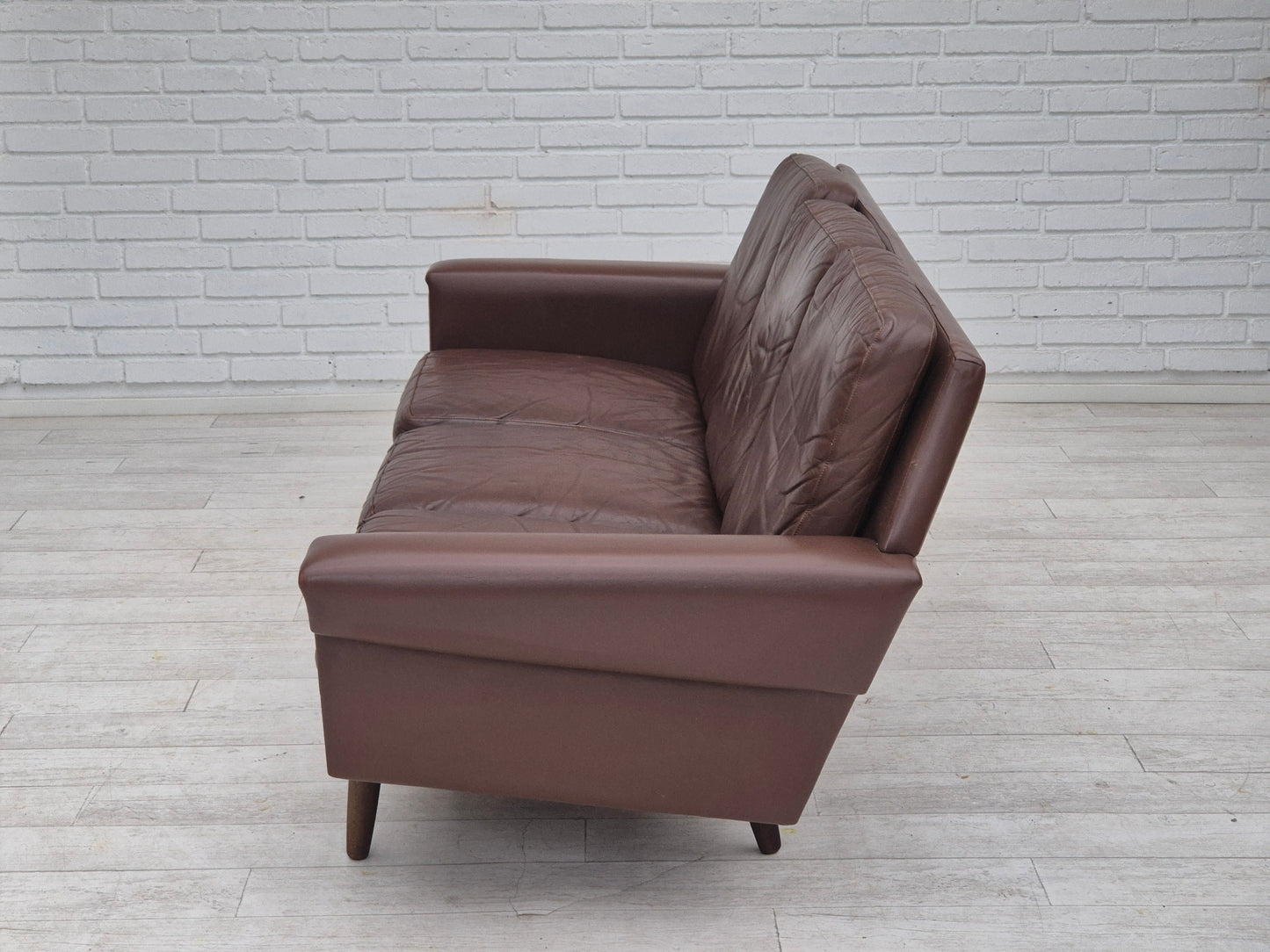 1970s, Danish 3-seater sofa, original condition, brown leather.