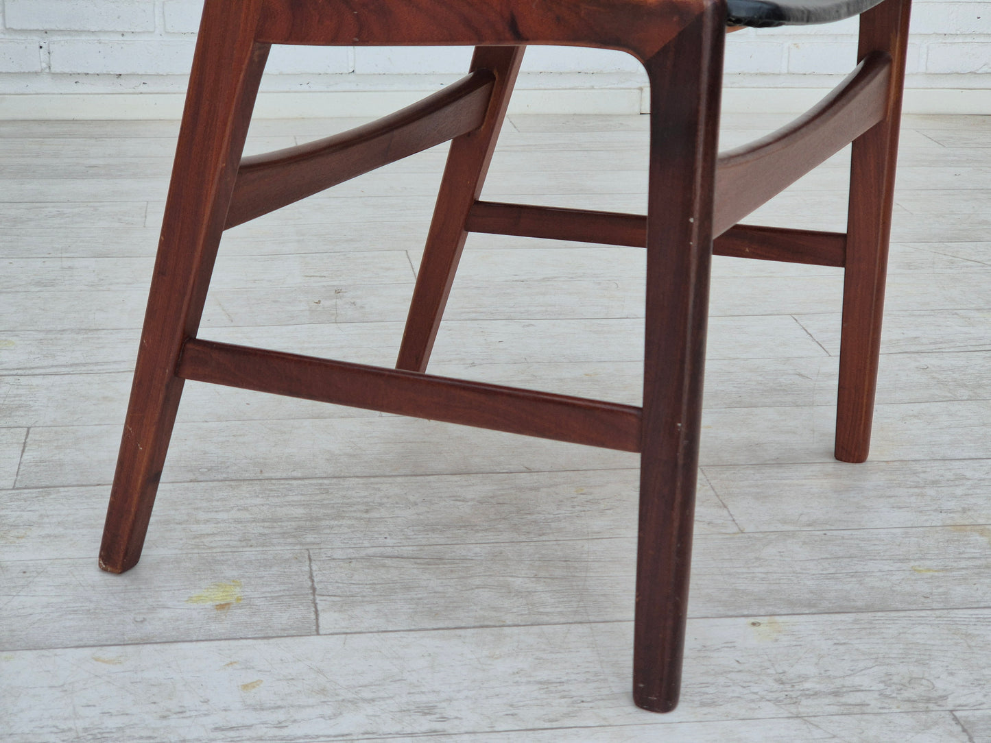 1960s, Danish chair, original condition, solid teak wood, eco leather, bent teak wood.