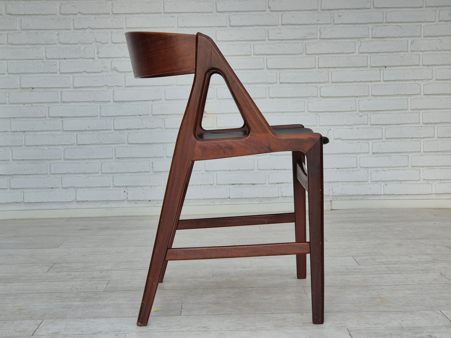 1960s, Danish chair, original condition, solid teak wood, eco leather, bent teak wood.